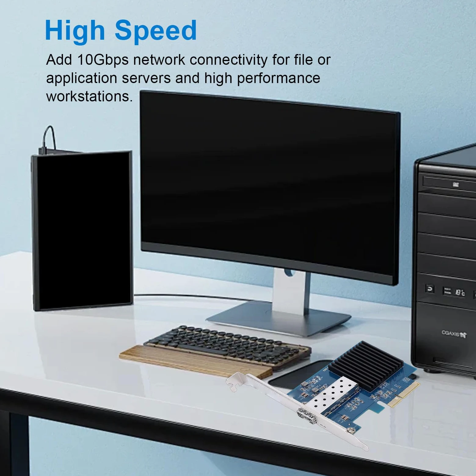 Yctze Scheda di Rete PCIe 10G, Adattatore Ethernet in Fibra PCIe 3.0 X4 a Porta Singola, Scheda di Interfaccia di Rete con Slot SFP Aperto, Ideale per Wins 11 e Supporto di Avvio PXE