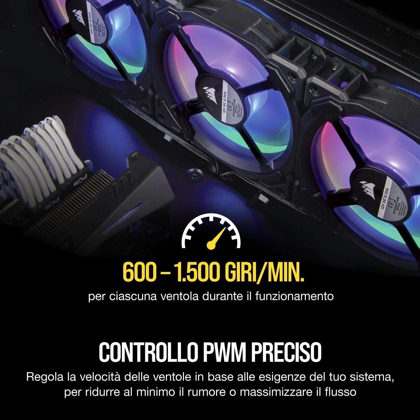 Corsair CO-9050072-WW Ventola per Case, Nero, 3 x 120 mm