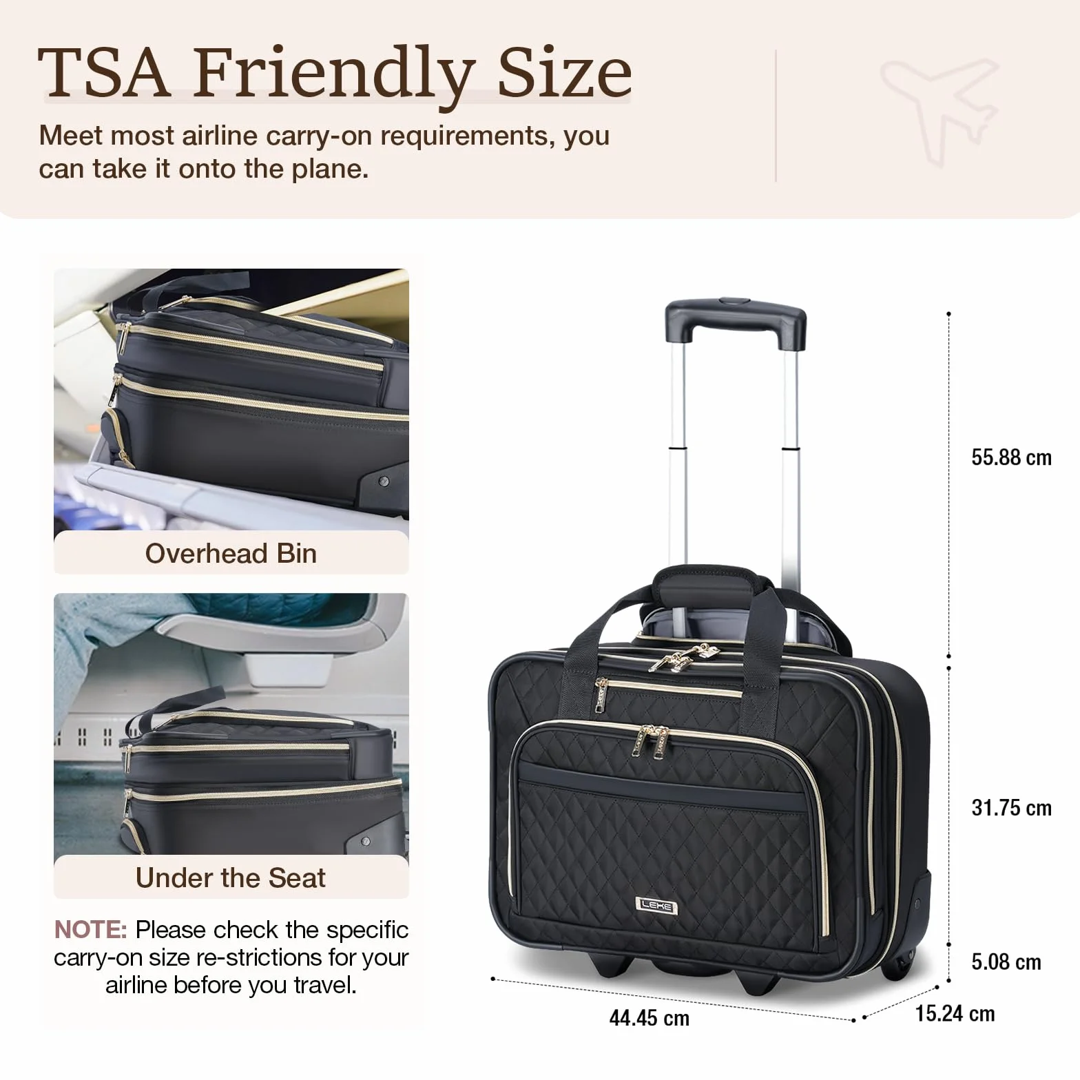 Trolley per Laptop da 15,6" con Ruote, Valigetta Impermeabile per Viaggi e Affari, Nero