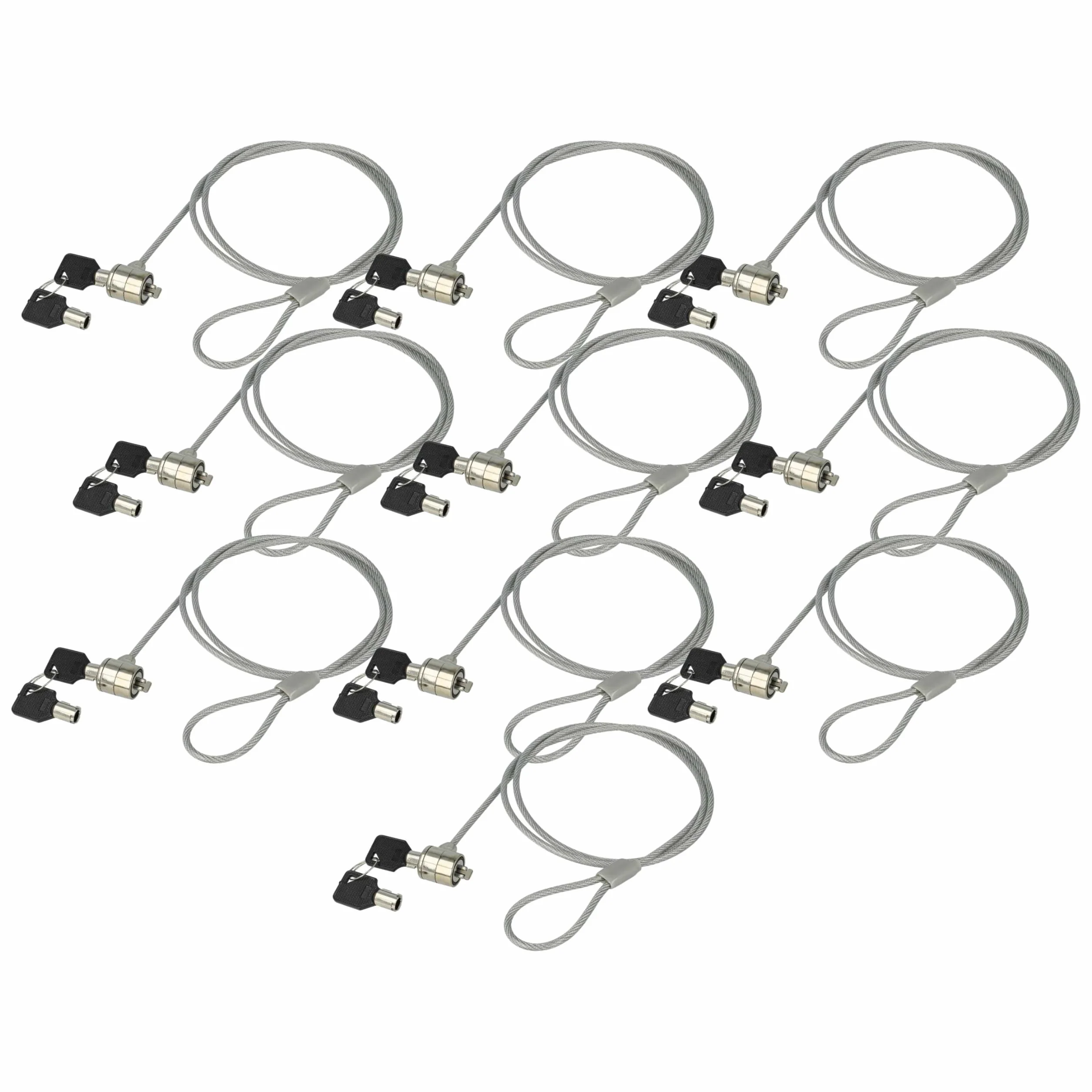 vhbw 10x Kensington Lock per Laptop Notebook - Cavo di Sicurezza con Chiavi, 1,2 m