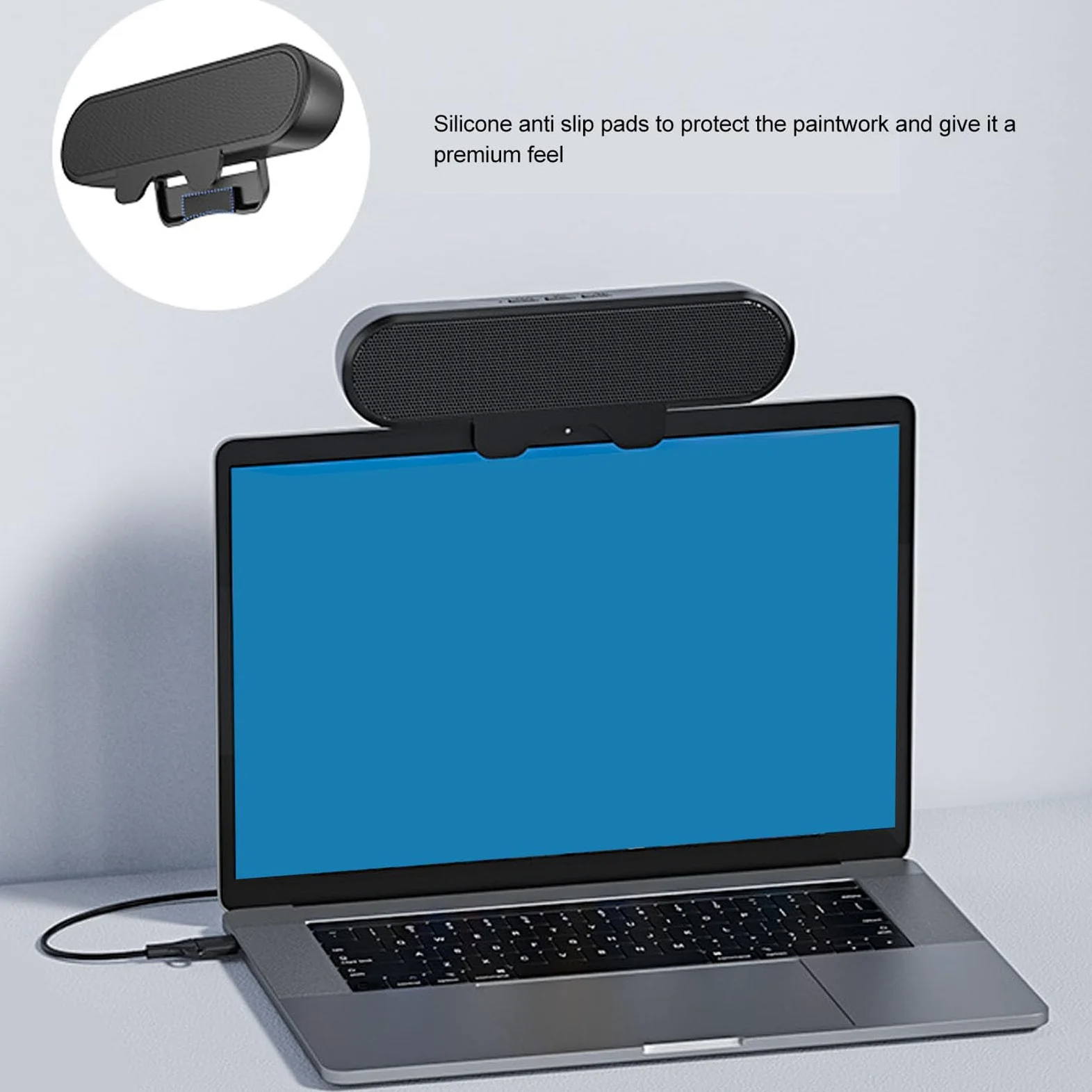 Asixxsix Altoparlanti per Computer da 10 W per PC Desktop | Adattatore da USB A A USB C Integrato, Monitor Facile da Agganciare, Barra Altoparlante Stereo, con Tasto di Disattivazione