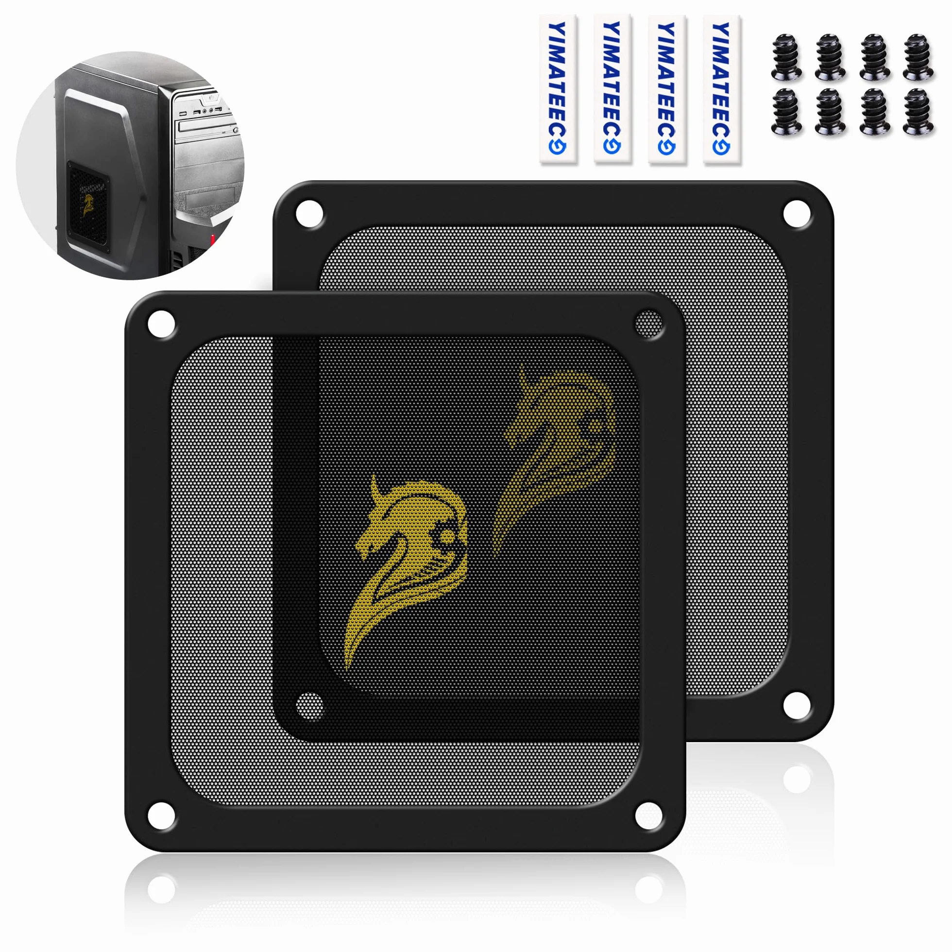 Filtro Antipolvere PC 120mm Magnetico Filtro per ventola computer Griglia a Rete Ventola di Raffreddamento PVC per Computer Case(Gentiluomo, 120 * 120 mm, 2 pezzi, Nero)