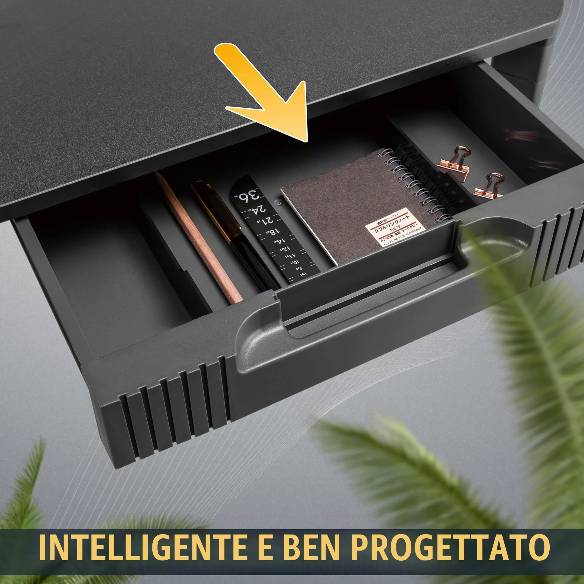 RICOO Supporto monitor scrivania WM9 con cassetti 48 x 10 x 30 cm Rialzo schermo PC Nero