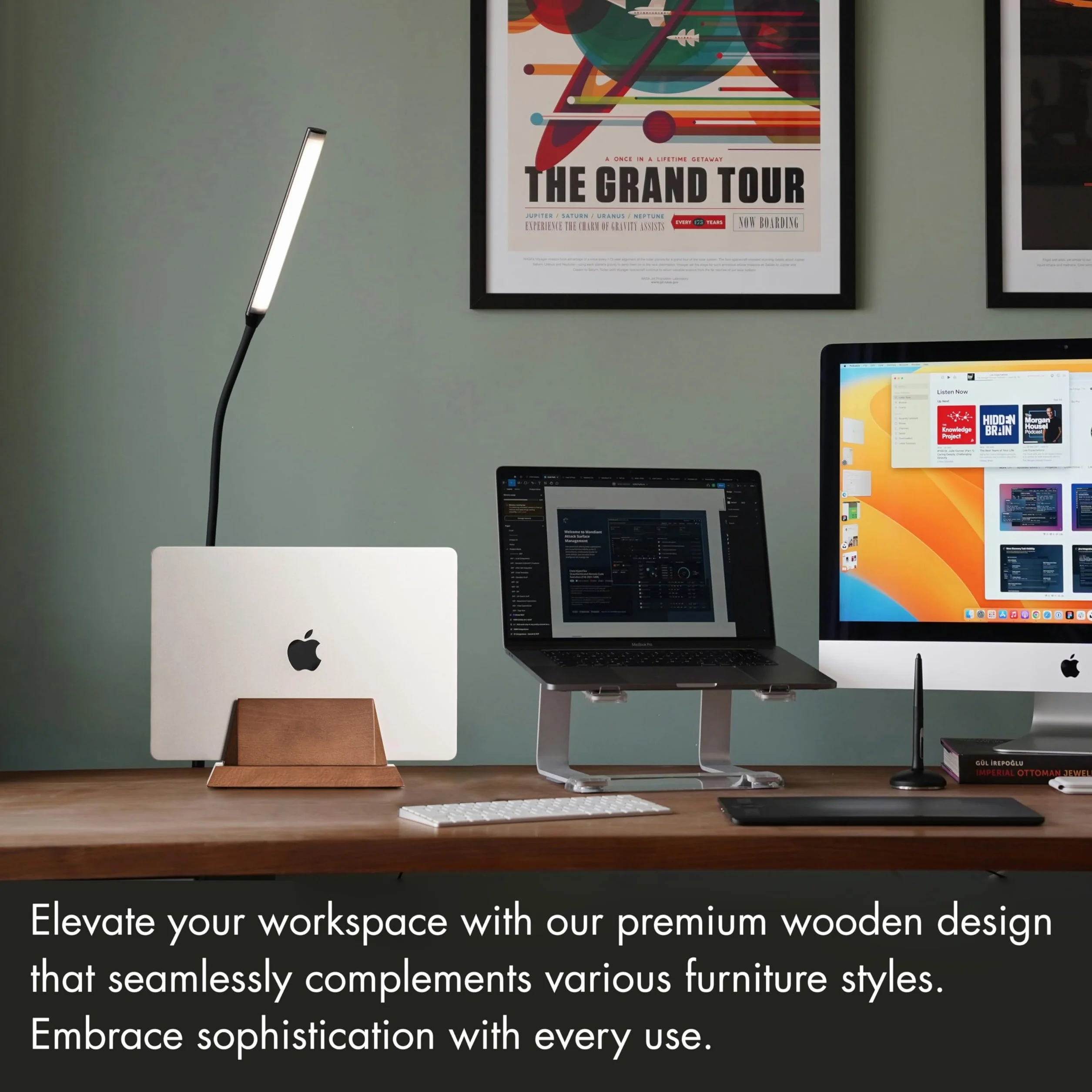 Supporto verticale regolabile per computer portatile, compatibile con tutti i computer portatili, supporto per MacBook in legno massello, supporto per iPad in legno, regolabile manualmente