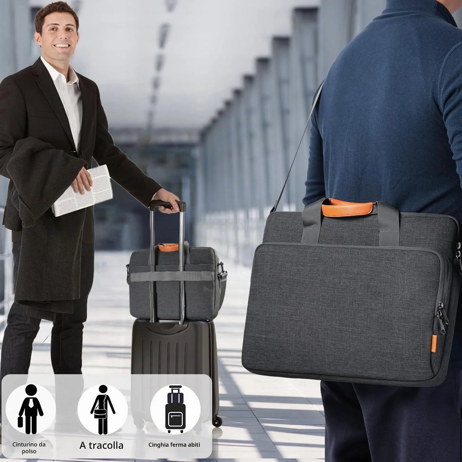 bagasin Borsa a Tracolla per PC, Borsa Messenger per Porta Laptop 15,6 17,3 14 13,3 Pollici, Custodia per PC Computer Portatile