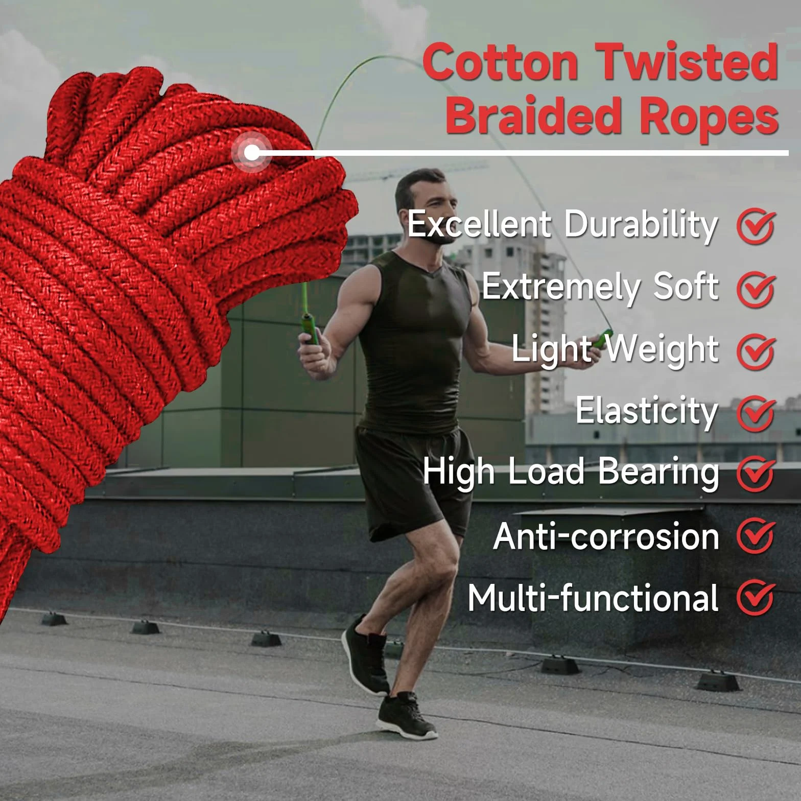 BDSM Bondage Set 3x10M Cotone Corda Shibari 8mm per Principianti Rosso