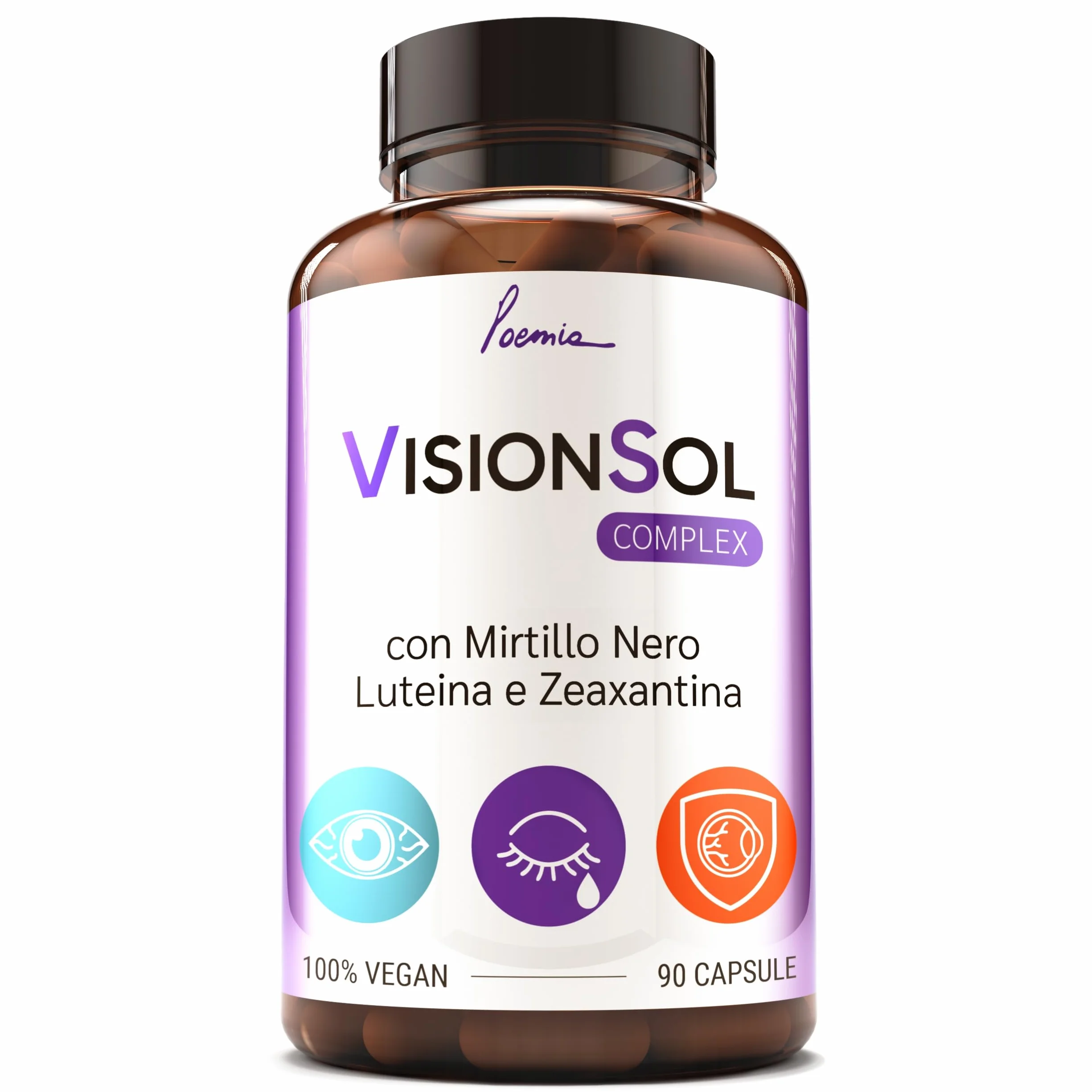Integratore Occhi Vista Luteina Zeaxantina Alto Dosaggio 90 Capsule Zinco Licopene Mirtillo Nero Vite Rossa Antiossidante Vitamina A B12 Vegano