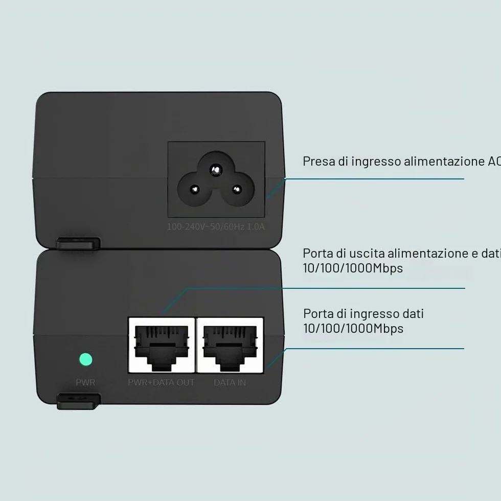 TP-Link TL-POE160S PoE+ Injector IEEE 802.3af/at, 30W Gigabit PoE Injector Adattatore, 2 Porta RJ45 10/100/1000Mbps, Ethernet Gigabit, Plug & Play, Custodia in Metallo Resistente