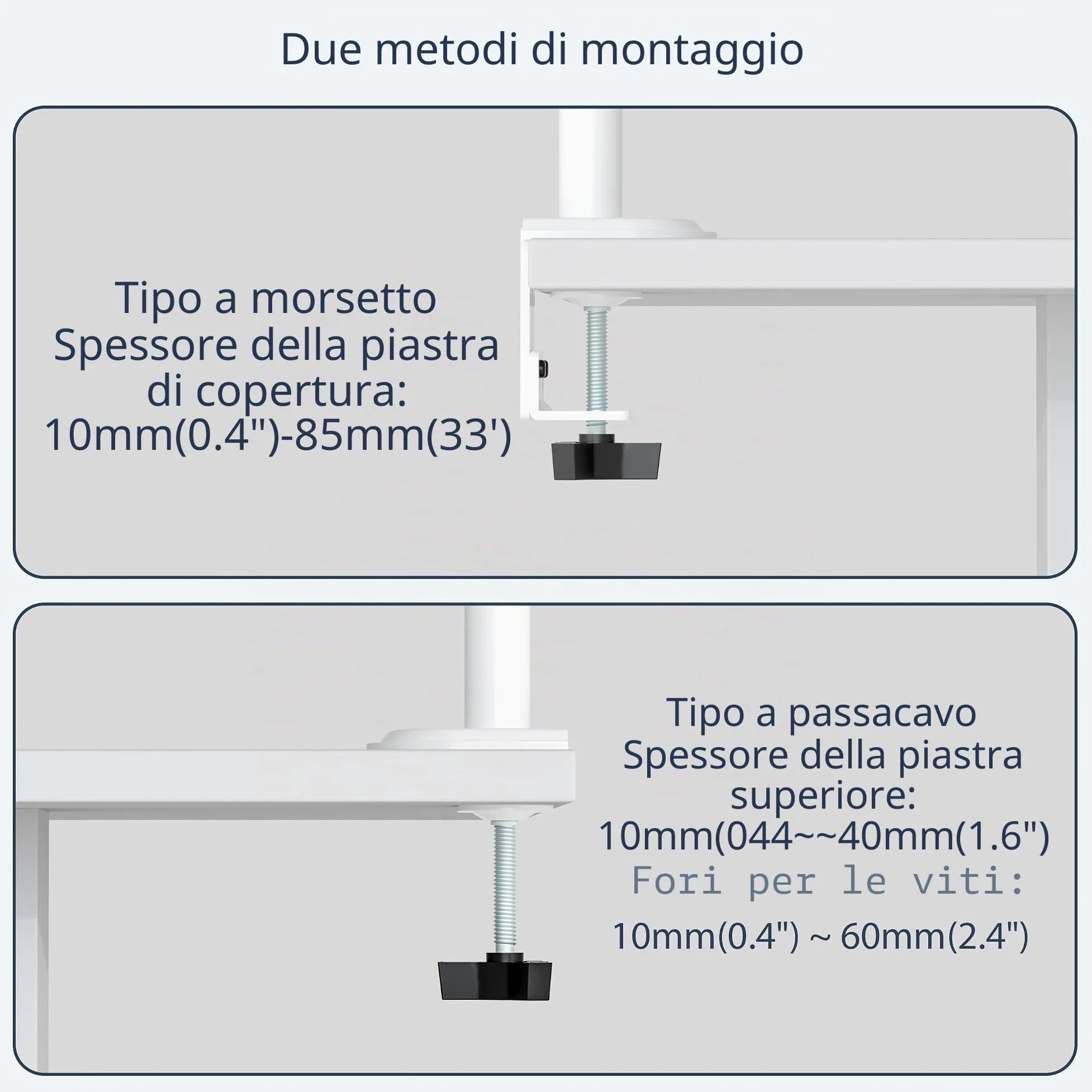 WORLDLIFT Supporto per Doppio Monitor Verticale per Schermo LED LCD da 17-32 Pollici Supporto VESA 75/100 mm Lunghezza dell'asta 80 cm Regolabile in altezza Capacità di peso 8KG