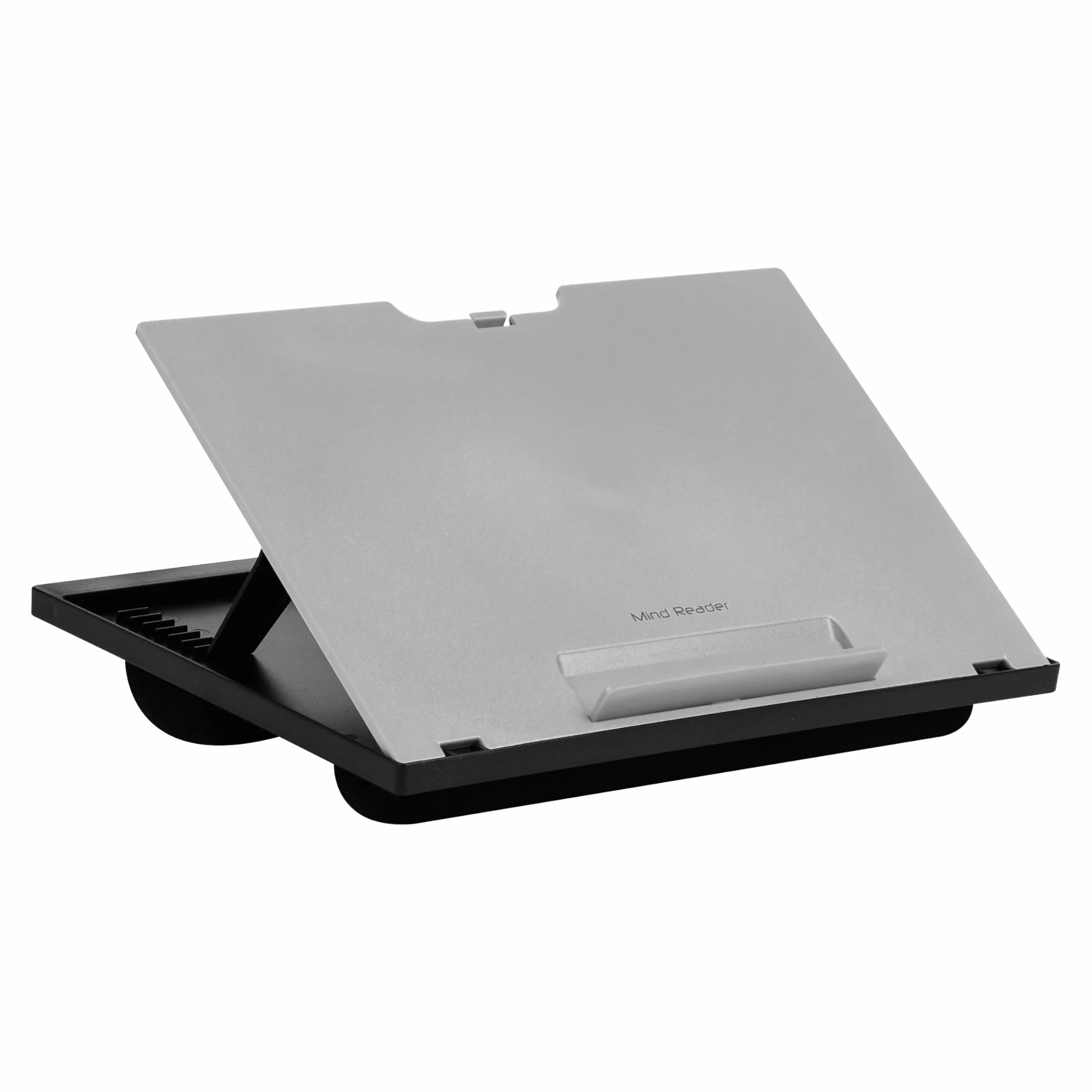 Mind Reader Anchor Collection, scrivania portatile regolabile a 8 posizioni con cuscini integrati, grigio