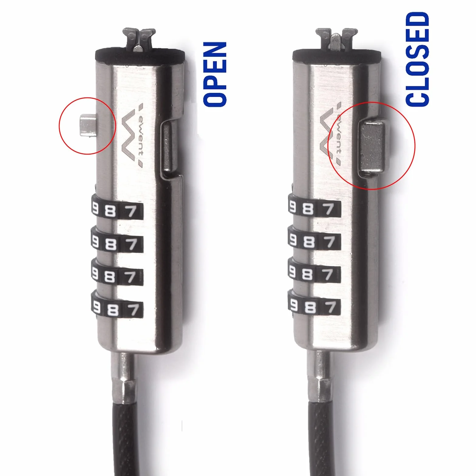 EventCavo di Sicurezza con Serratura a Combinazione, Cavo per Notebook, Laptop, PC, Proiettori, Serratura a Combinazione in Acciaio Resistente con Nano Slot, Lungo 1,8 Metri