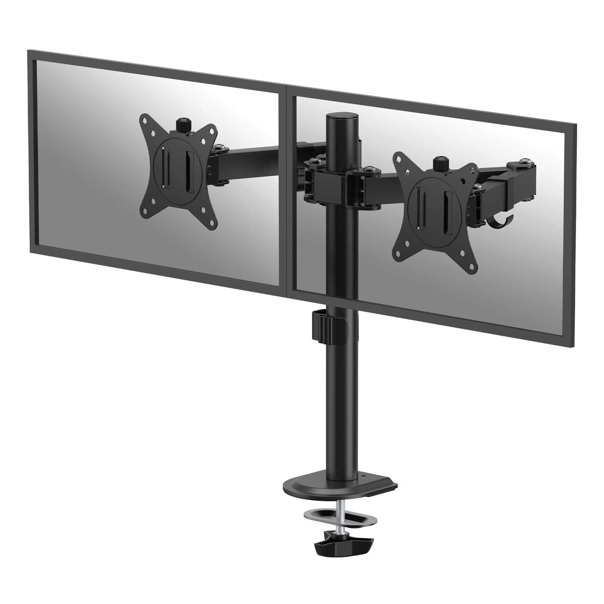 Fellowes Braccio Monitor Doppio Everyday – Supporta 2 schermi 17"-32" (2-9 kg ciascuno), regolabile in altezza, inclinazione e rotazione, VESA 75/100, a morsetto o foro passante - Nero