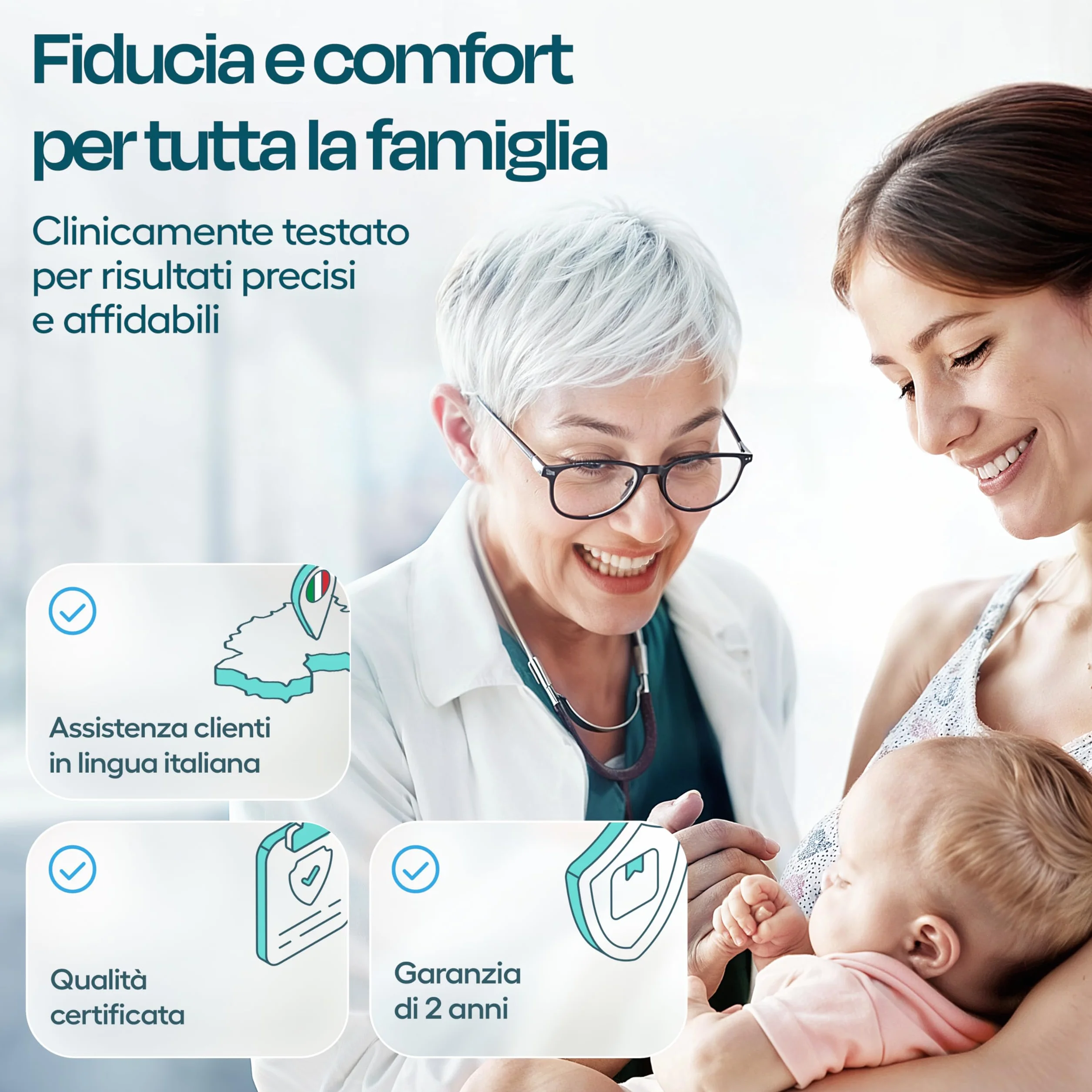 HIMMELSHAUCH MEDICAL Termometro Digitale Infrarossi 3 in 1 Auricolare e Frontale per Neonato Bambino Adulto
