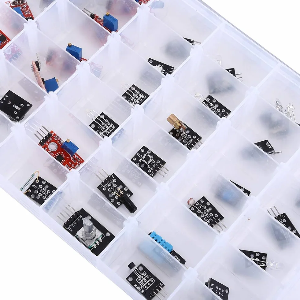 Compatibile per kit sensore Arduino Raspberry pi, kit di moduli sensore Ultimate 37 in 1 per utente MCU Education con scatola