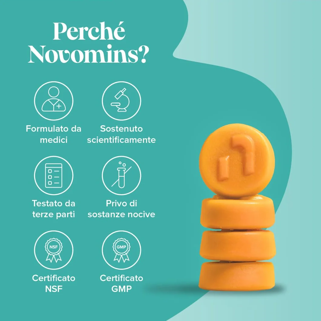 Novomins Fibre Gommose 4000 mg Inulina con Calcio, Cromo, Vitamina D e B12 - 60 Gommose Gusto Arancia