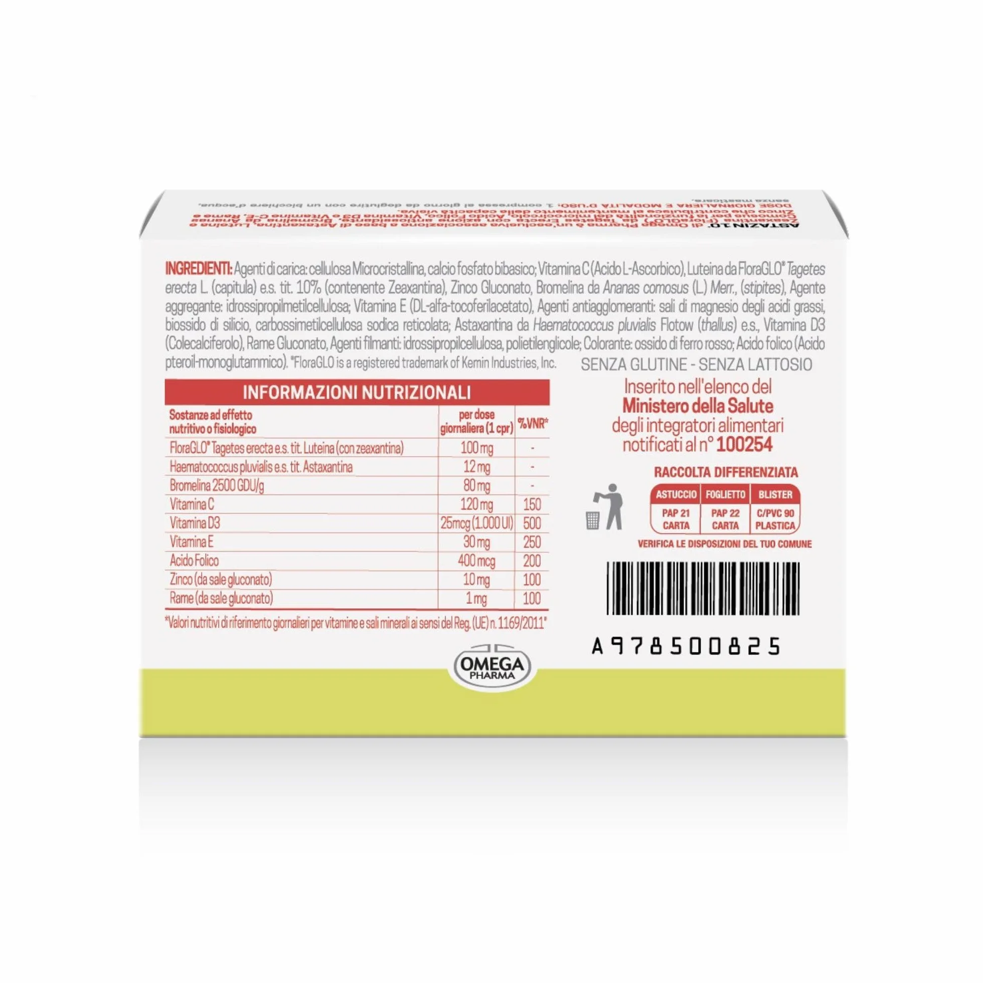 Omega Pharma Astazin10 Integratore Alimentare 30 Compresse Mantenimento Capacità Visiva