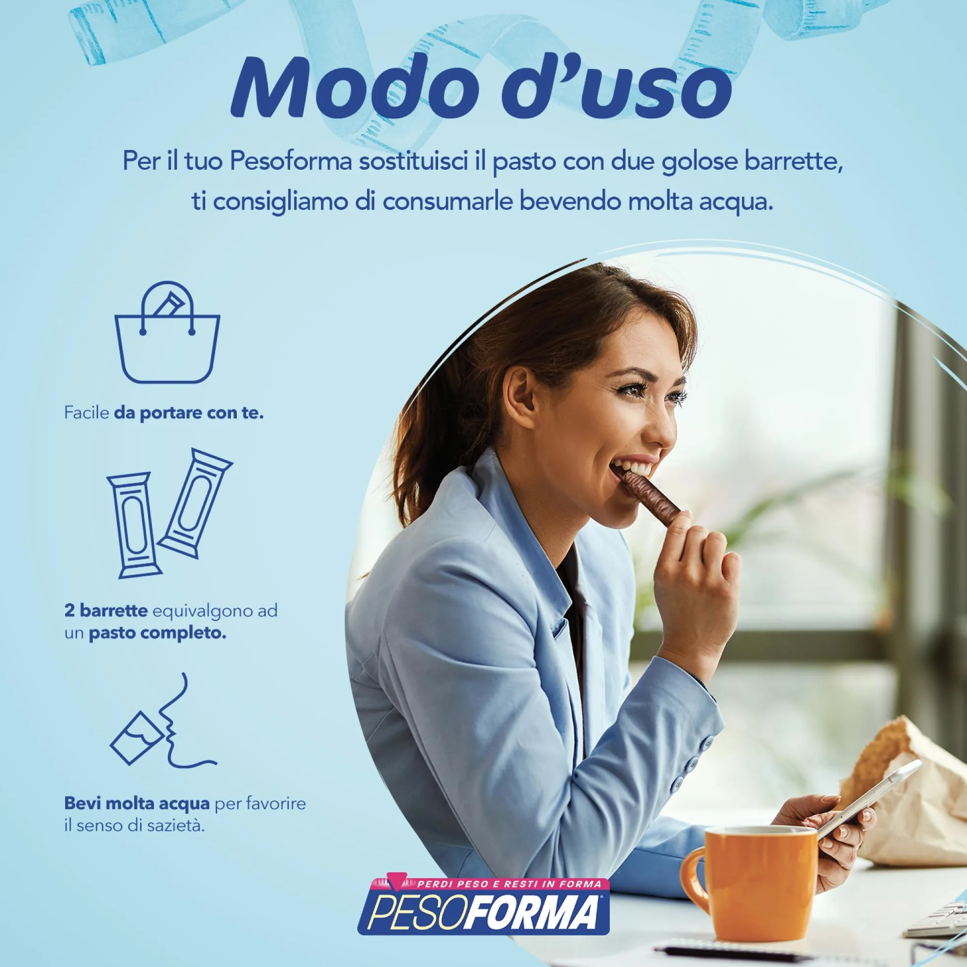 Pesoforma Barrette Cioccolato Fondente Amabile 236 Kcal Pasti sostitutivi dimagranti Ricco in proteine 6 pasti