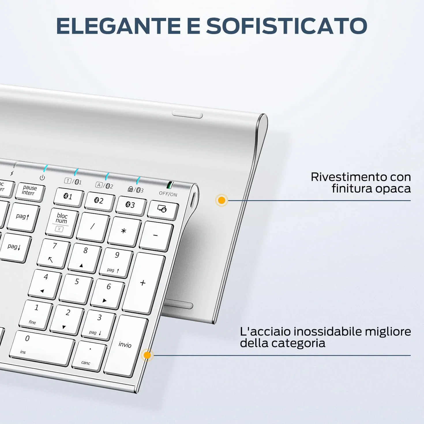 iClever Tastiera Bluetooth Wireless Full Size Layout Italiano QWERTY Ricaricabile USB-C Bluetooth 5.1