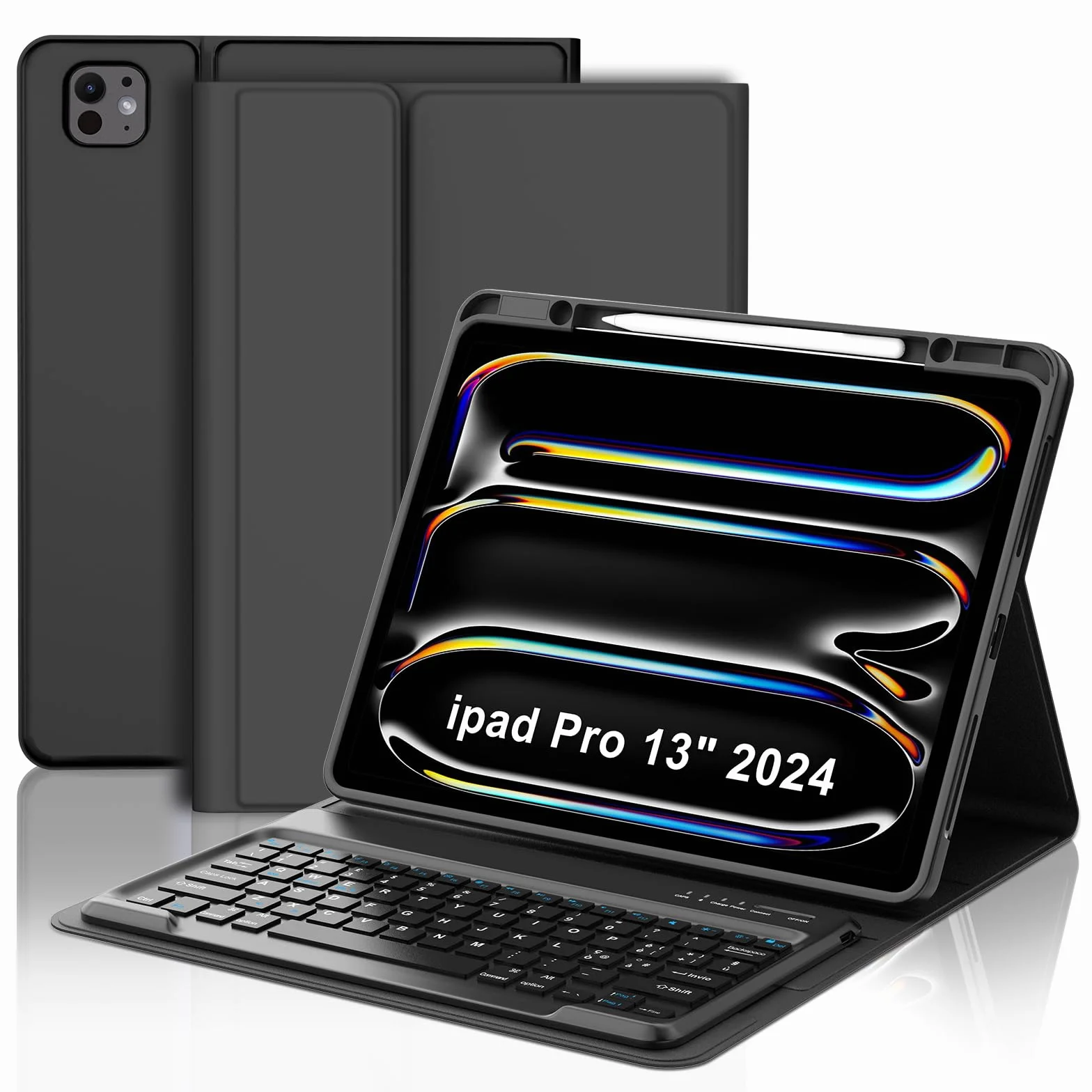 WINCHKING Custodia con Tastiera per iPad Pro 13" M5 2025/M4 2024, Cover Bluetooth Magnetica Tastiera per iPad Pro 13 Pollici (M5/M4, 2025/2024), QWERTY Italiano Layout, Nero