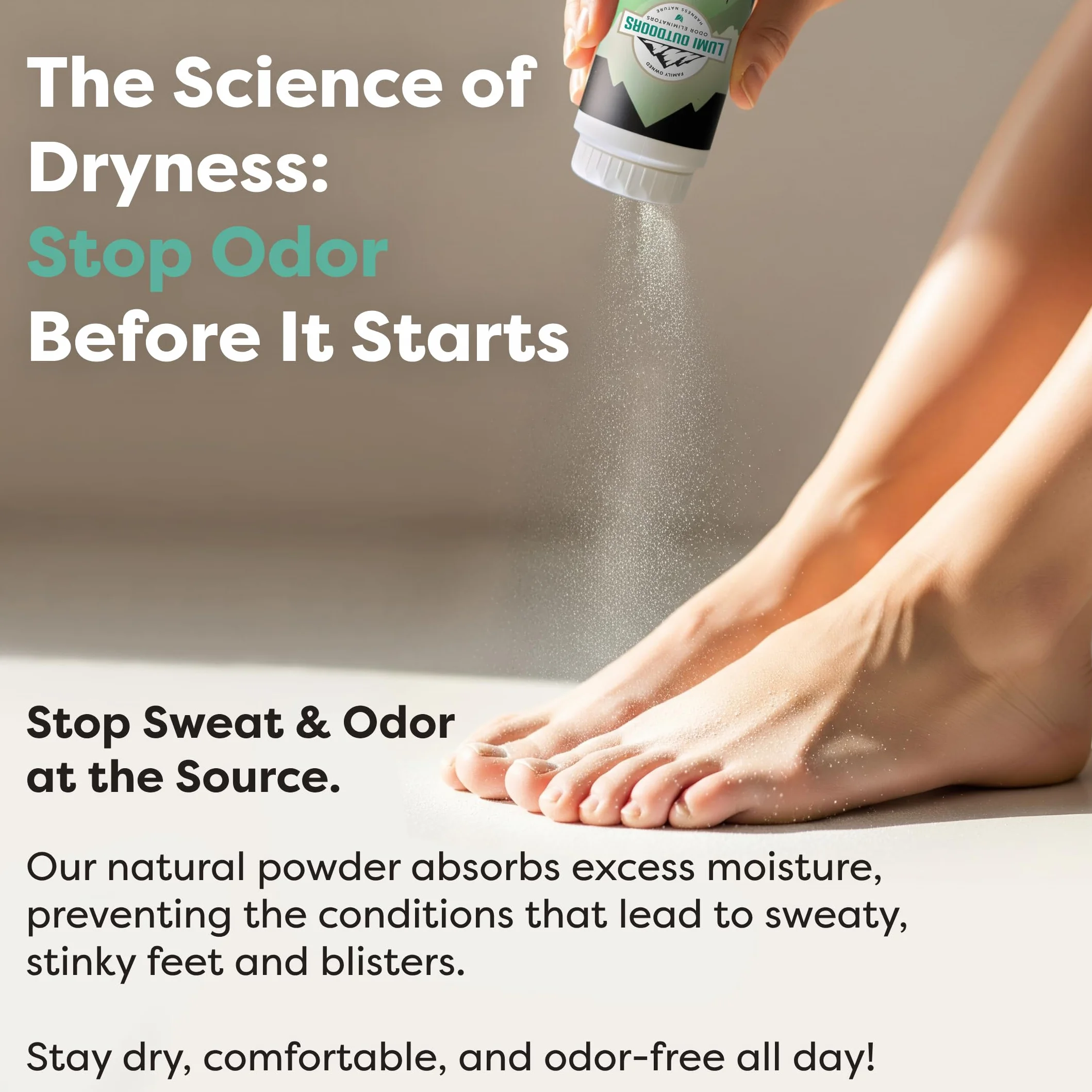 Lumi Outdoors Deodorante spray naturale per scarpe e polvere per piedi limone eucalipto