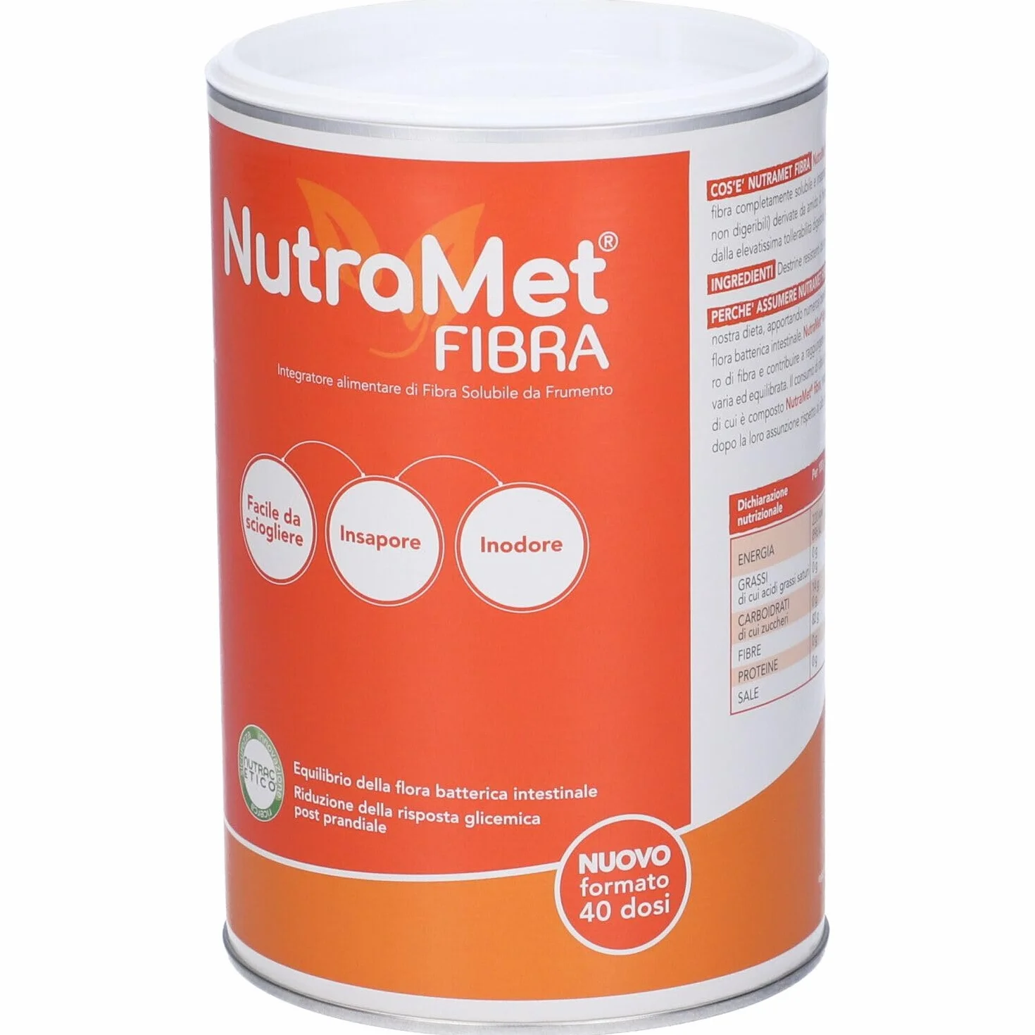 NUTRAMET FIBRA 320 G Integratore alimentare Fibra solubile da frumento