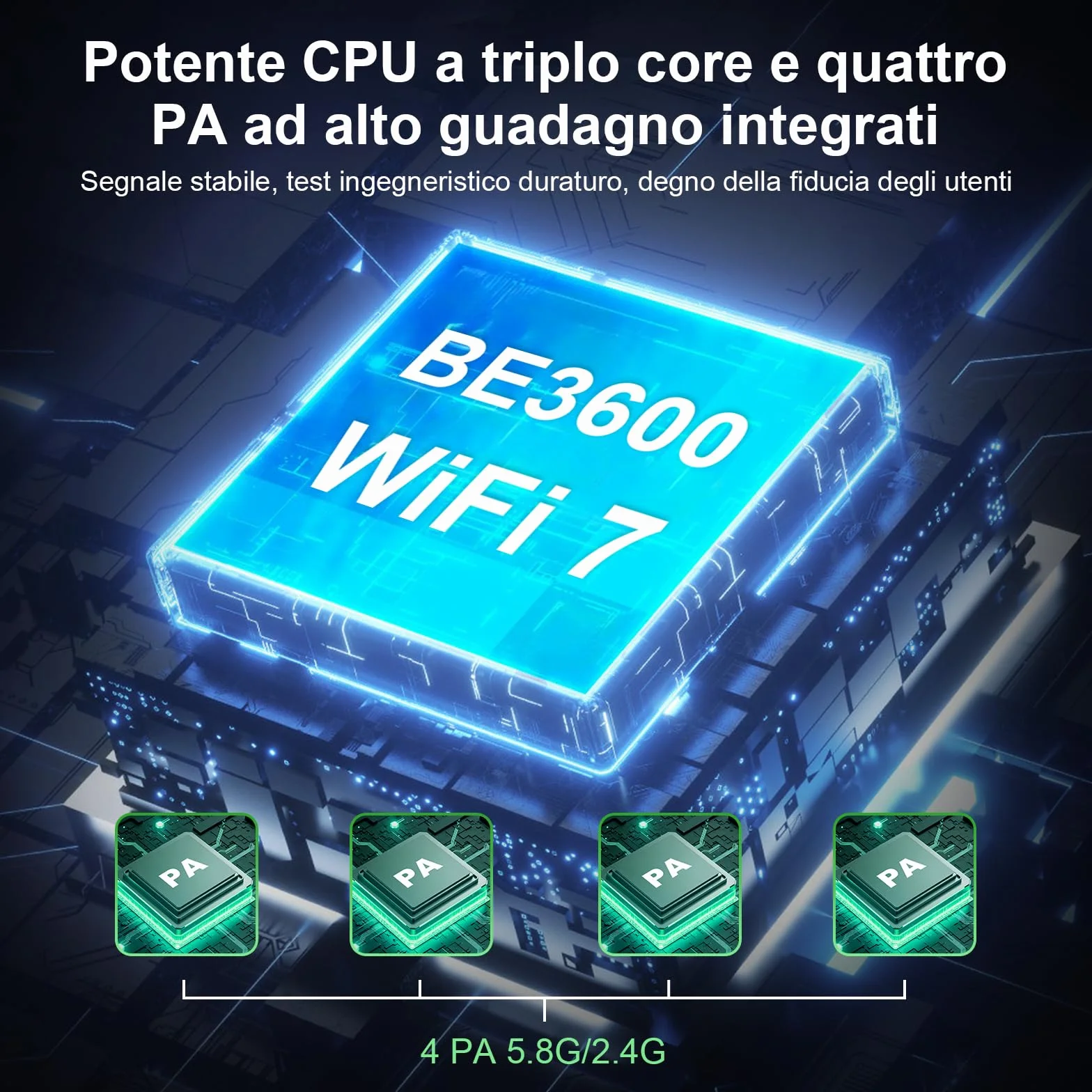 COMFAST Ripetitore WiFi Esterno, 3600Mbps WiFi7 Dual Band Access Point WiFi Esterno 3 Antenne, 3 Porte Gigabit Ethernet, 3 Chip 4 PA, 48V POE 12V DC, MU-MIMO, IP66, Modalità Ripetitore/Router/AP