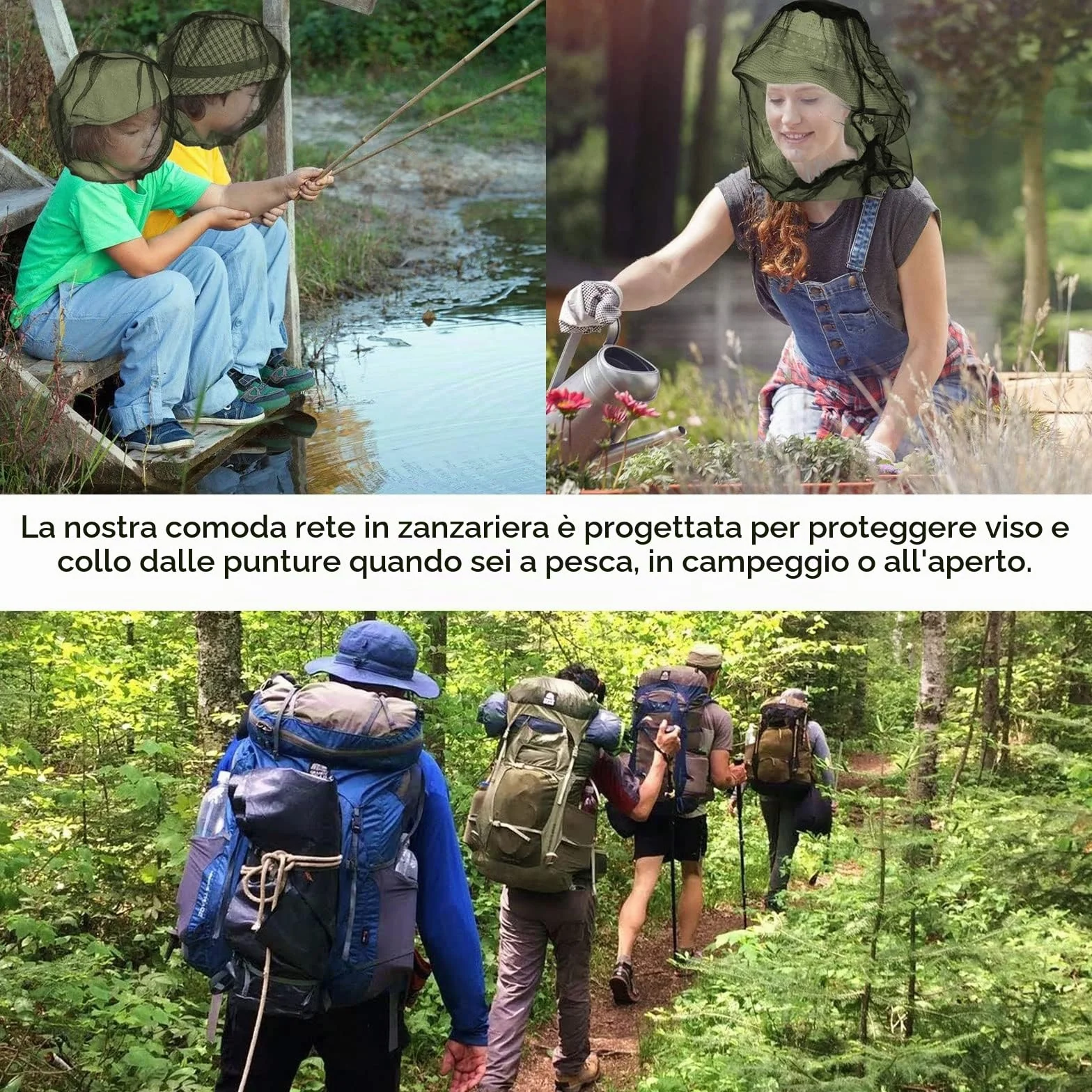 Cappello con zanzariera, protezione per il viso antimalvagio