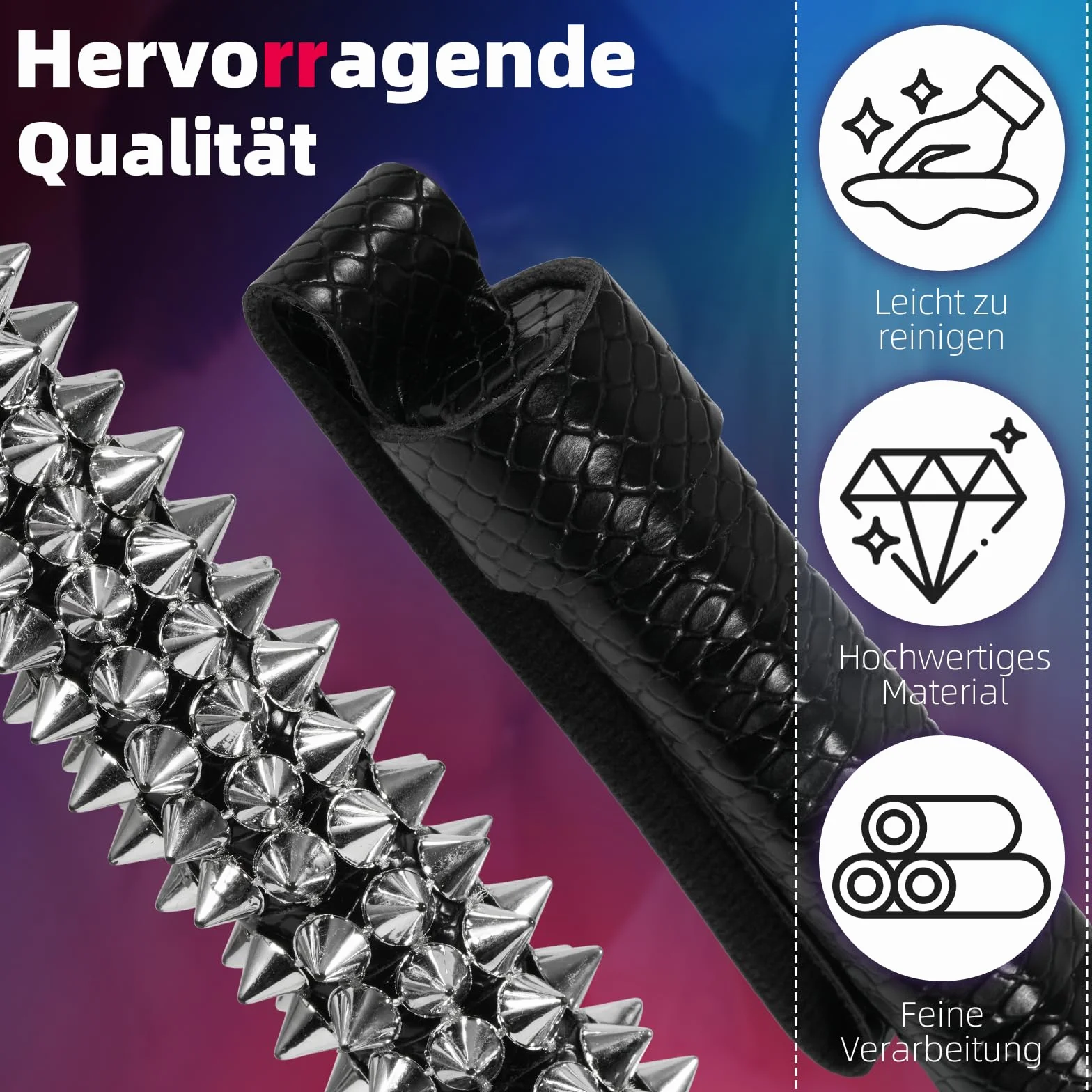 Bondage Flogger Finta Pelle Frusta Con Borchie Per Adulti