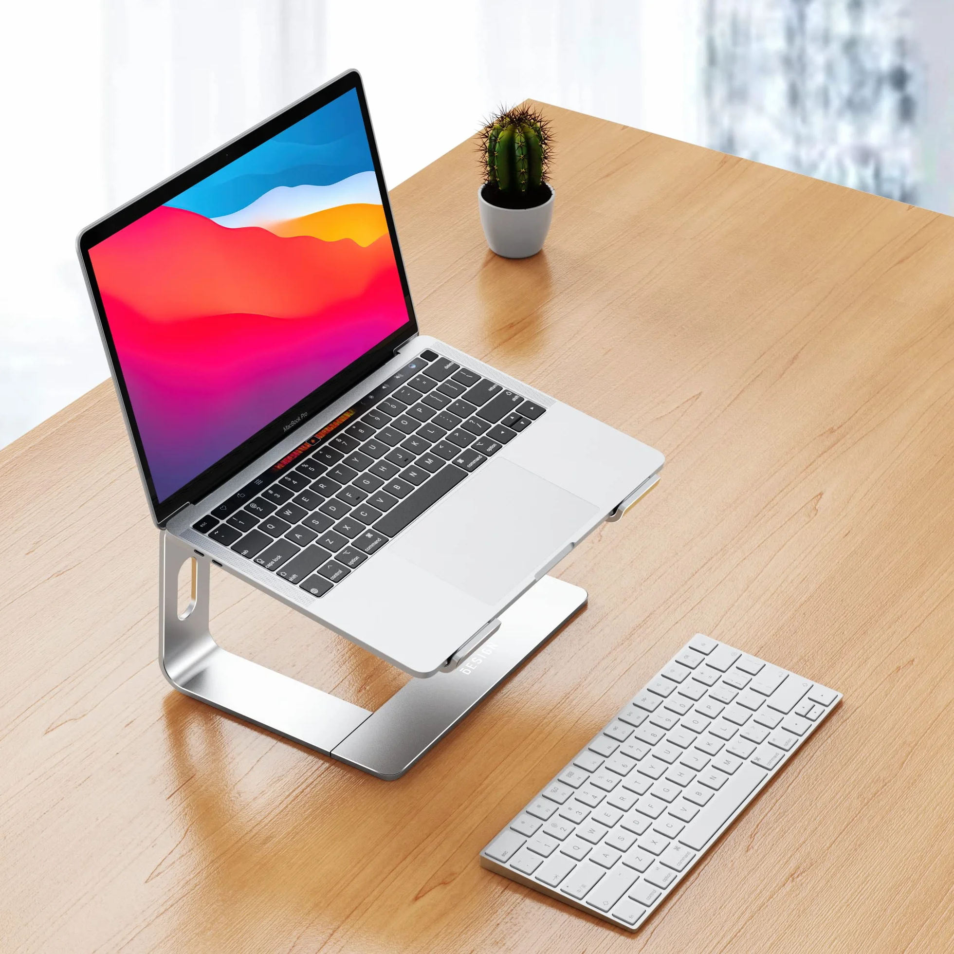 BESIGN LS03S Supporto PC Portatile, Supporto per Portatile Ergonomico in Alluminio, Supporto per Laptop Compatibile con Portatili da 10-15,6", Metallo Argento
