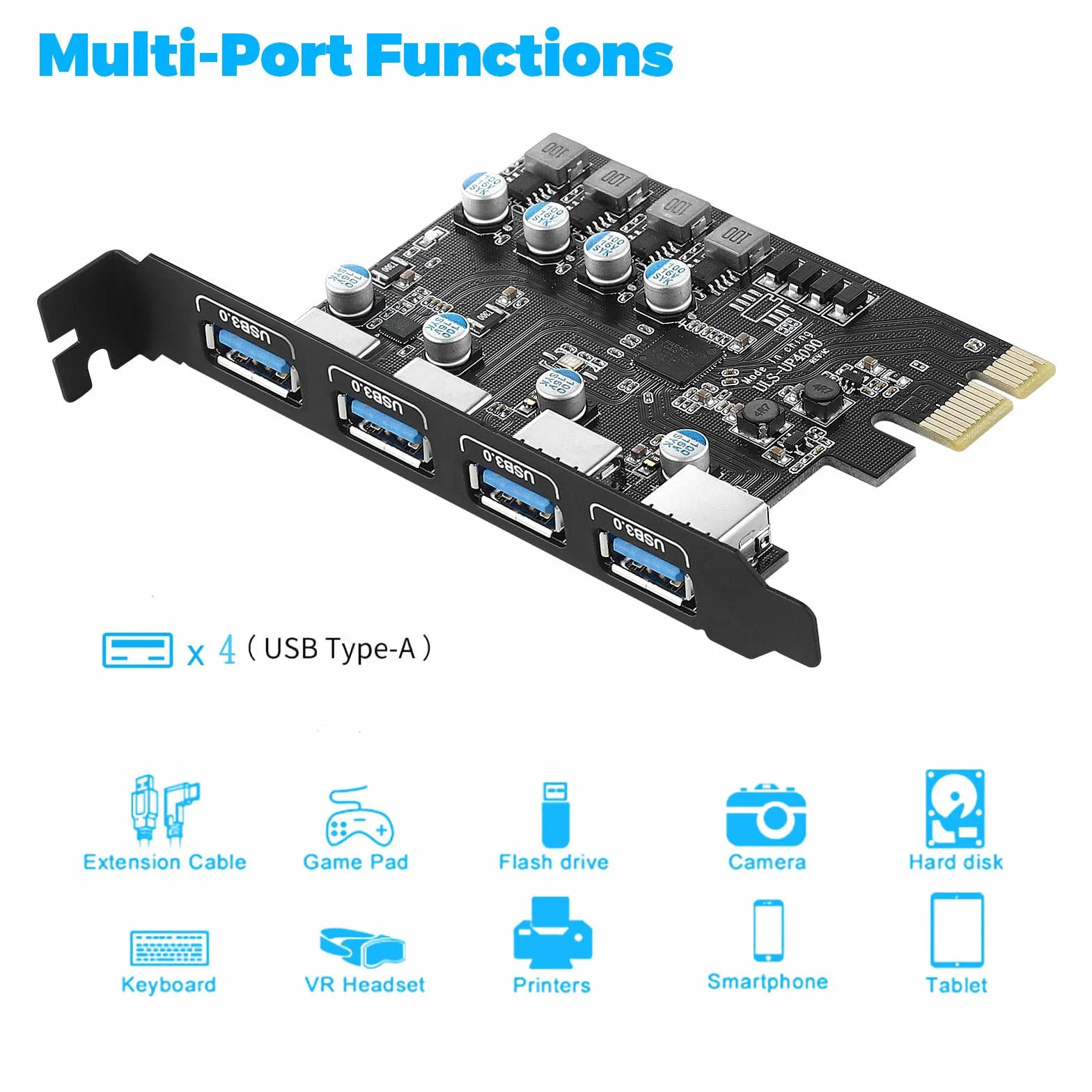 Scheda USB PCI Express 4 porte 5 Gbps, Scheda di espansione USB PCIe per Desktop PC Windows