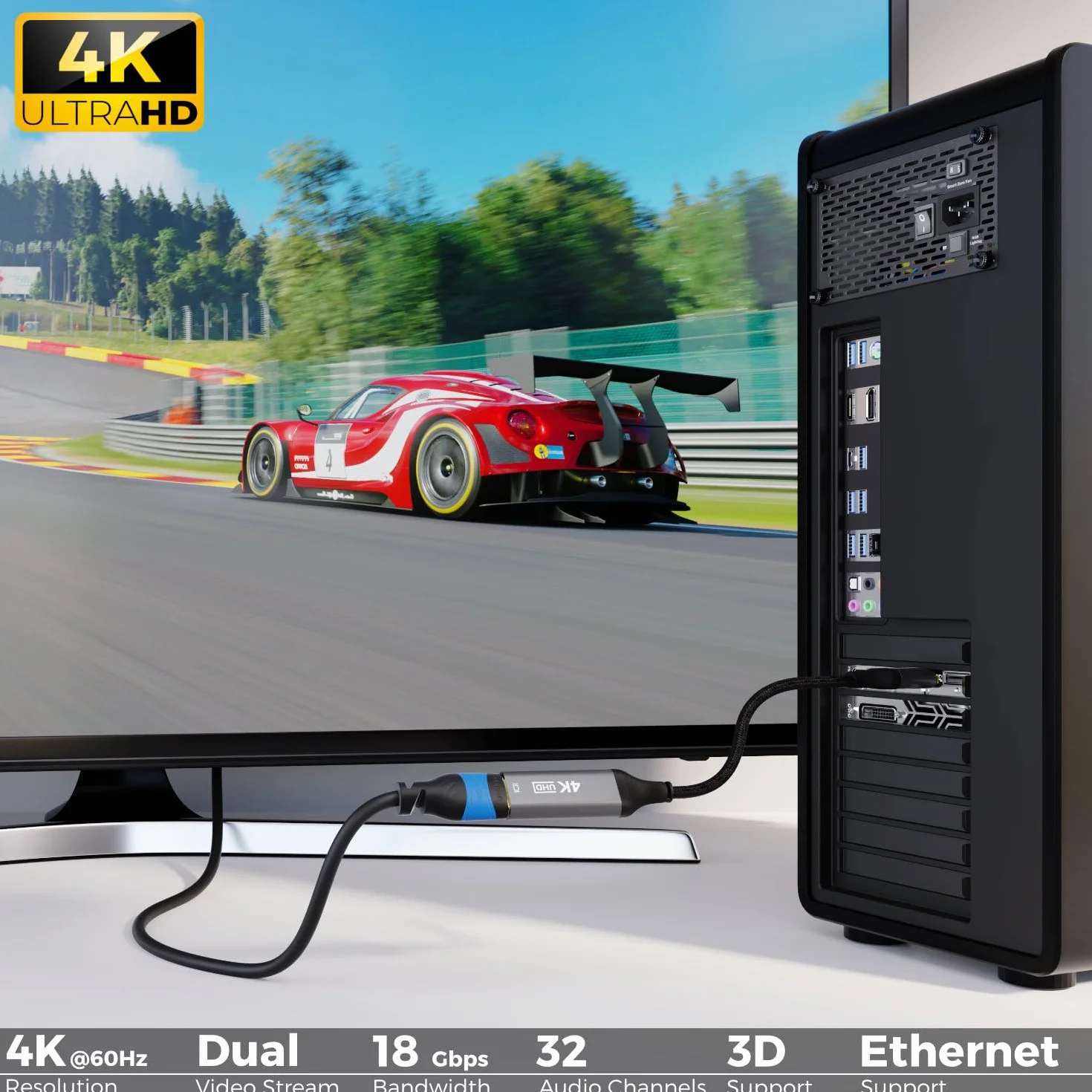 deleyCON Adattatore DisplayPort a HDMI 4K@60Hz, 1080P WQHD @165Hz 144Hz 120Hz 60Hz - DP maschio a HDMI femmina per scheda grafica Gaming PC