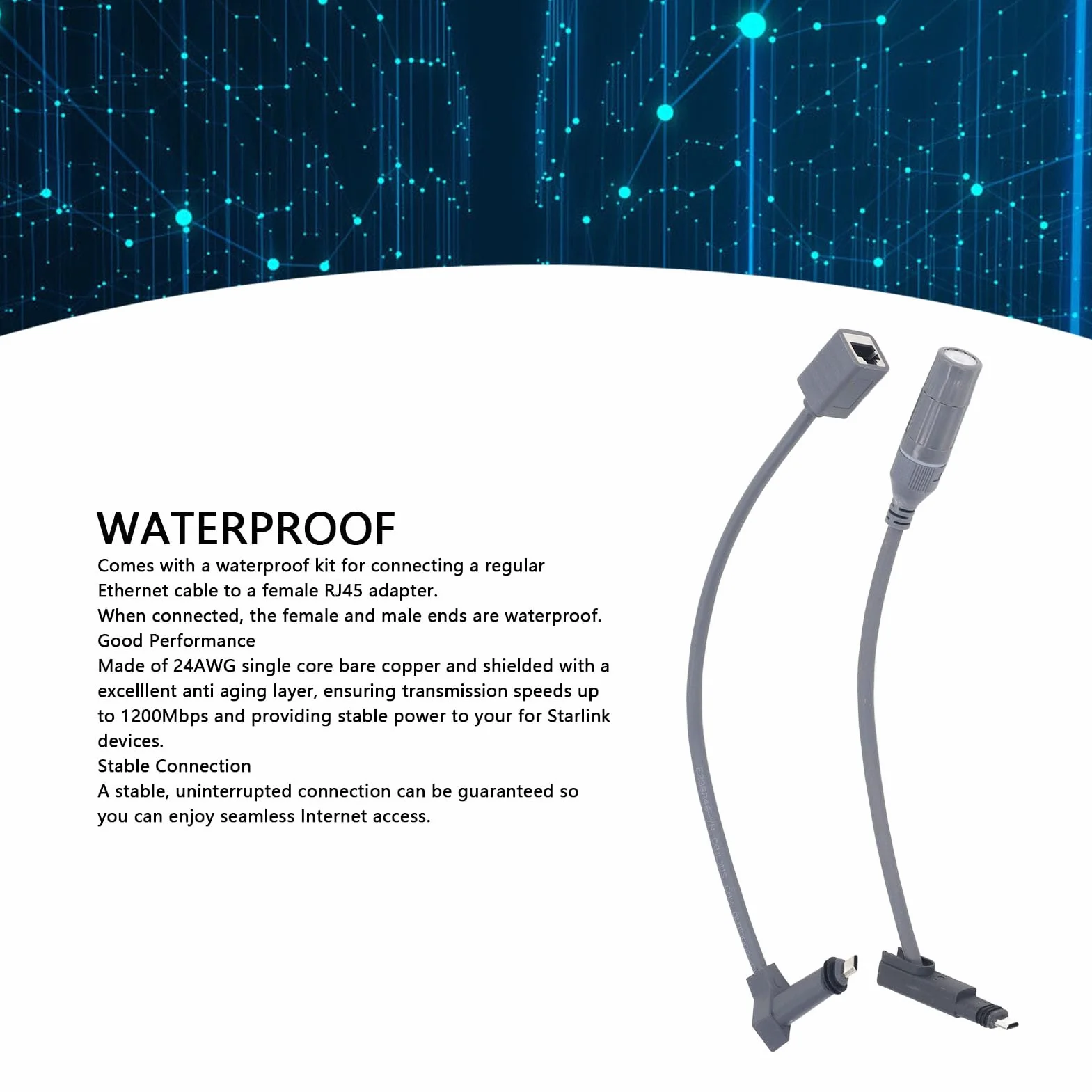 Goshyda per Adattatore SPX Maschio a RJ45, Impermeabile per Connettore Cavo Connettori Femmina RJ45 1200 Mbps per Antenna Parabolica Gen 2 e Router