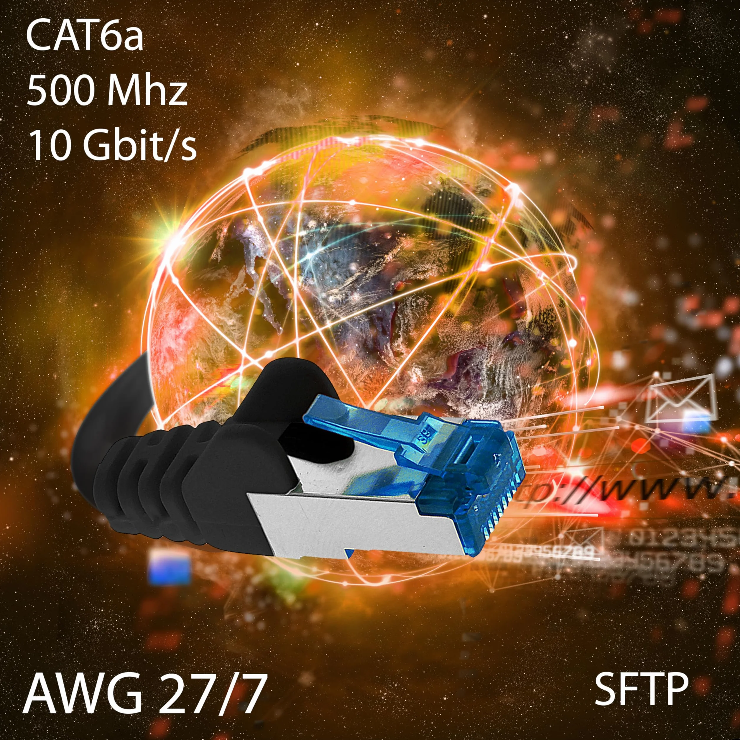 1aTTack.de 1,5m - bianco - 10 pezzi - Rete Cavi Cat6a | S-FTP | CAT 6a | doppia schermatura - certificato GHMT | PIMF | 500MHz | 10000 Mbit/s