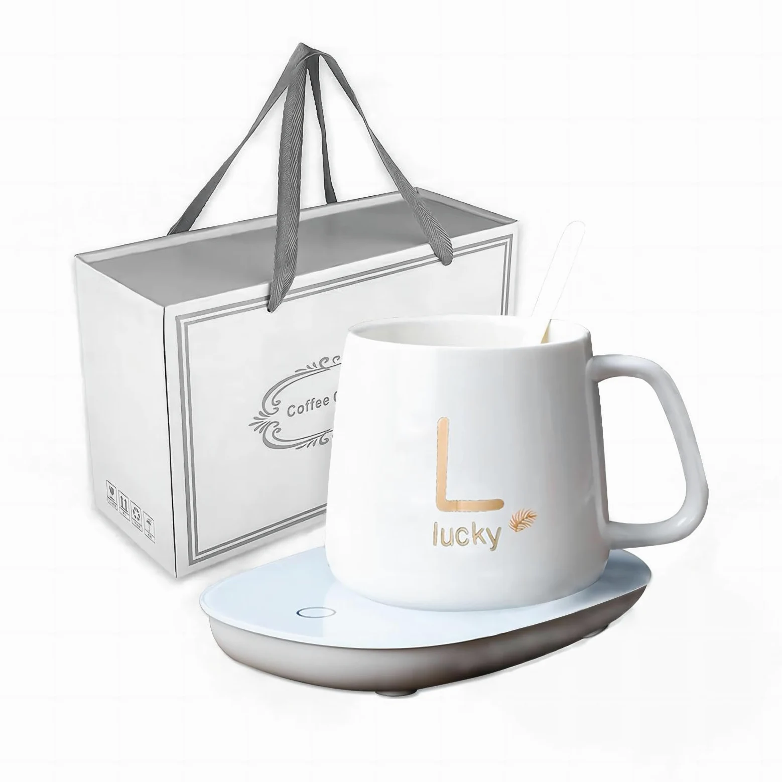 Scalda-tazze da caffè, scalda-caffè per scrivania, spegnimento automatico, adatto per riscaldare latte, cioccolato, candele, bianco