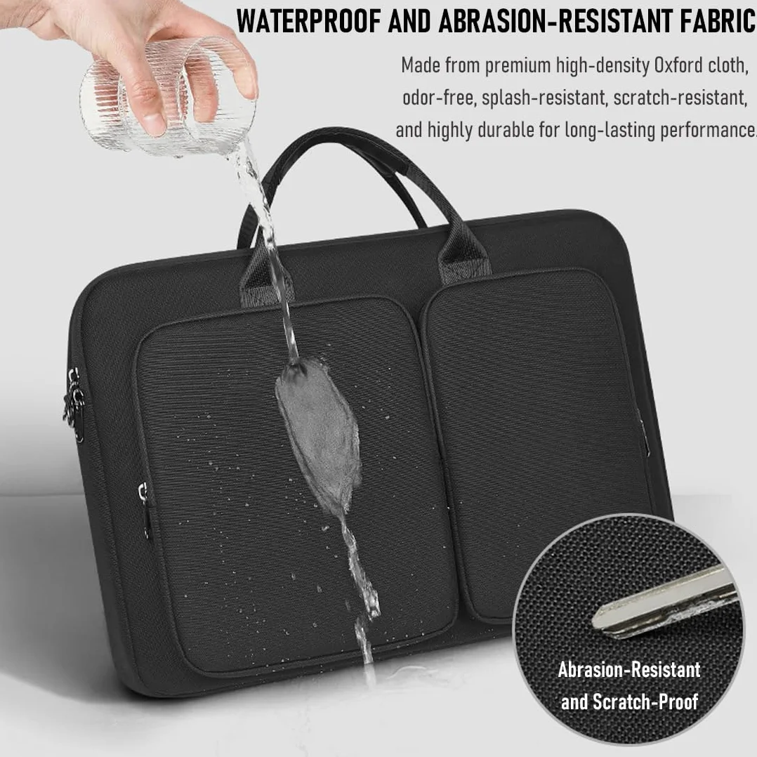 Borsa Porta PC, Custodia PC 16 Pollici Impermeabile, Borsa Tracolla Laptop con Tracolla e Maniglia, 360° Protezione Custodia Computer Compatibile con Macbook Pro 16 M4 M3 M2 M1, Nero