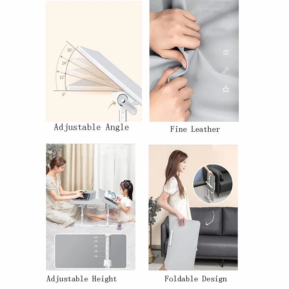 Supporto per Laptop Regolabile,Standing Desk,Supporto PC Portatile Pieghevole Tavolo per PC,Vassoio da Letto Colazione,per Divano, Letto, Ufficio E Picnic