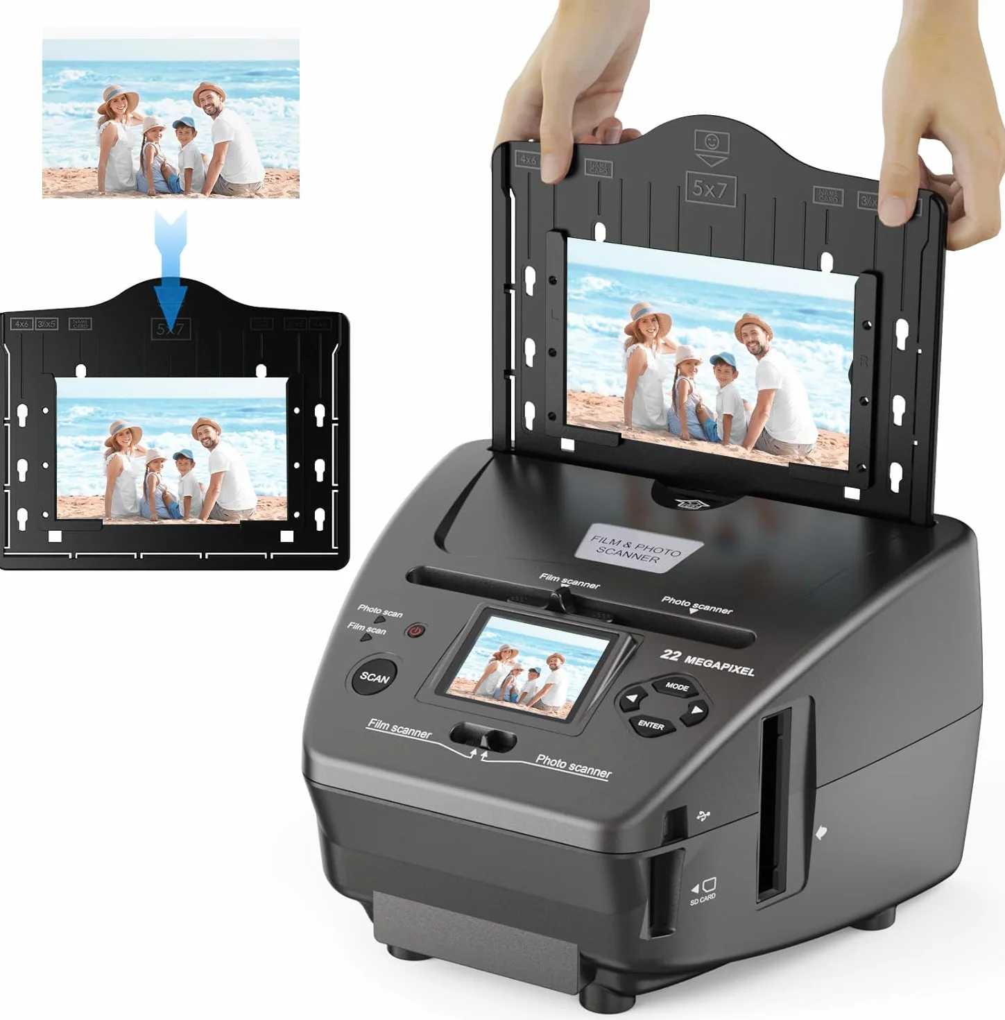 Scanner per diapositive e negativi, Converte 135 diapositive da 35 mm/135 film negativi, foto, biglietto da visita per immagini digitali da 22 MP, Scanner-Foto-Diapositive-Negativi-Digitale