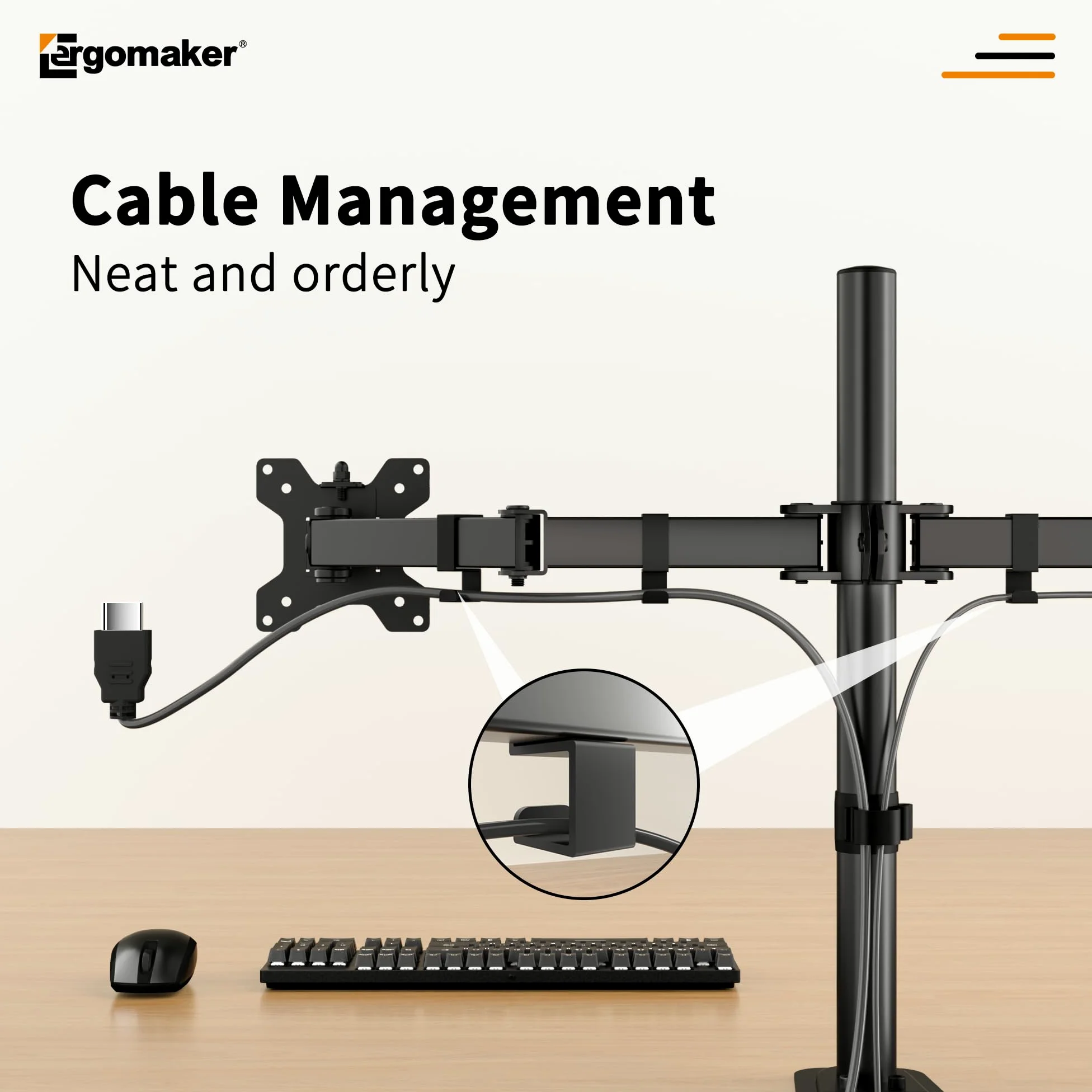ERGOMAKER Supporto per doppio monitor per scrivanie, braccio per doppio monitor regolabile a movimento completo adatto a schermi LCD da 13" a 27".