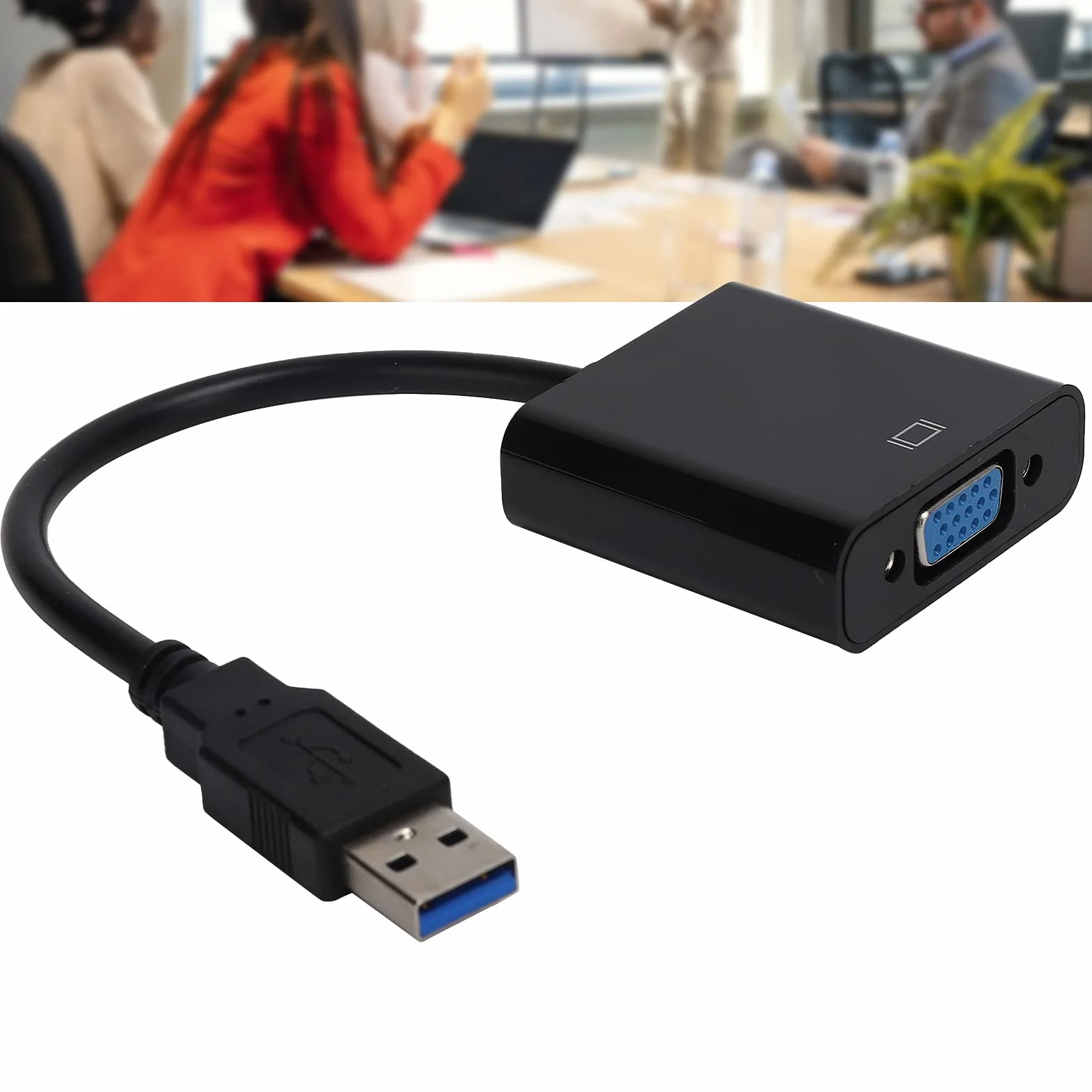 Qiilu Convertitore USB 3.0 Maschio a VGA Femmina 15 Pin 1080p 60 Hz per PC Laptop Monitor Proiettore