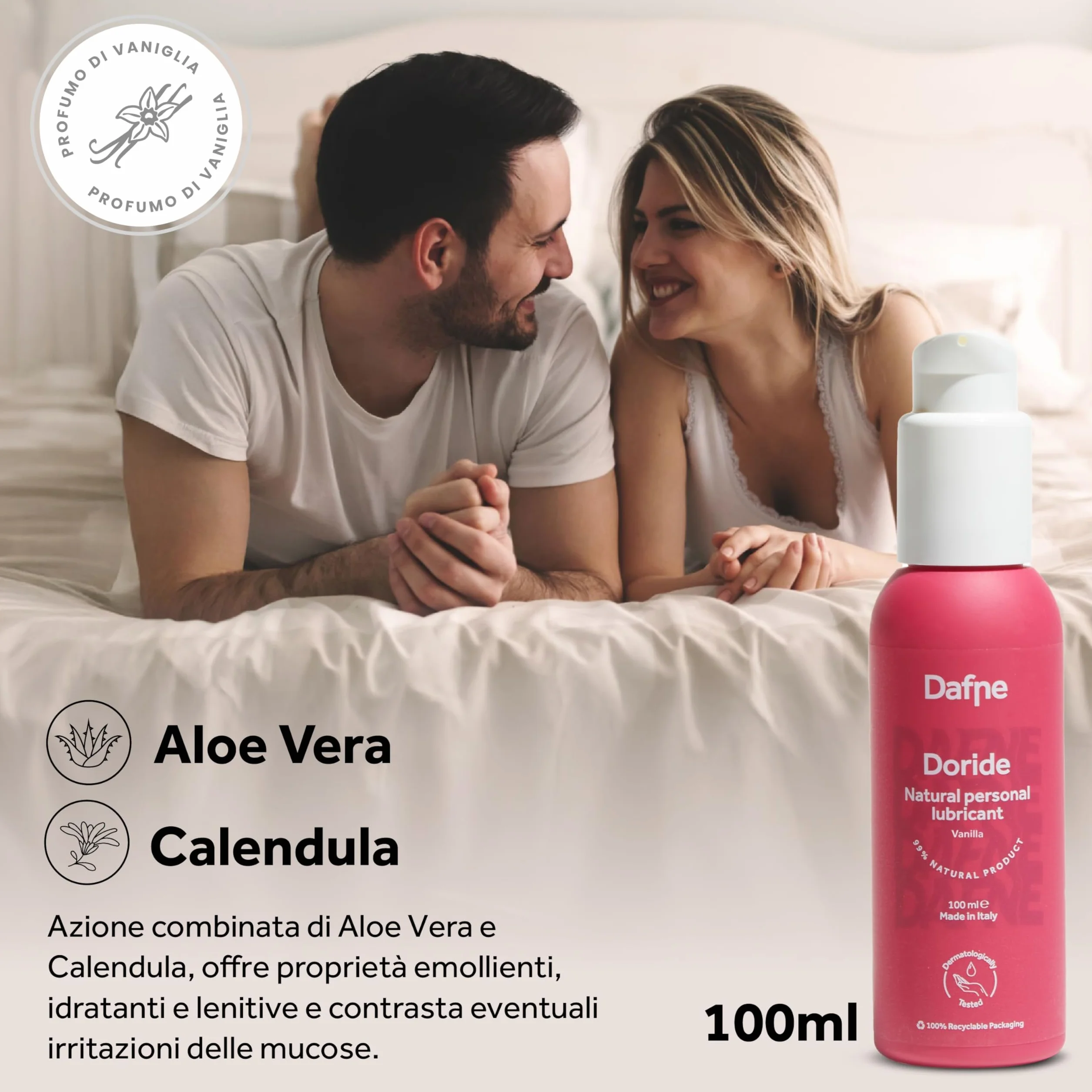 Dafne Lubrificante a Base d'Acqua - Vaniglia - 100 ml - Approvato dalla Ginecologa - Adatto ai Siliconi