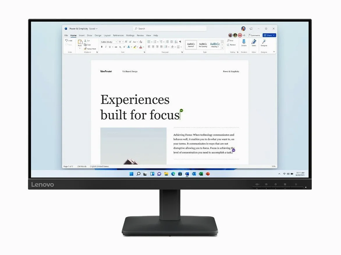 Lenovo L24-4e - Schermo 23.8'' FHD (IPS, 100 Hz, 4 ms, HDMI+VGA, cavo HDMI), nero