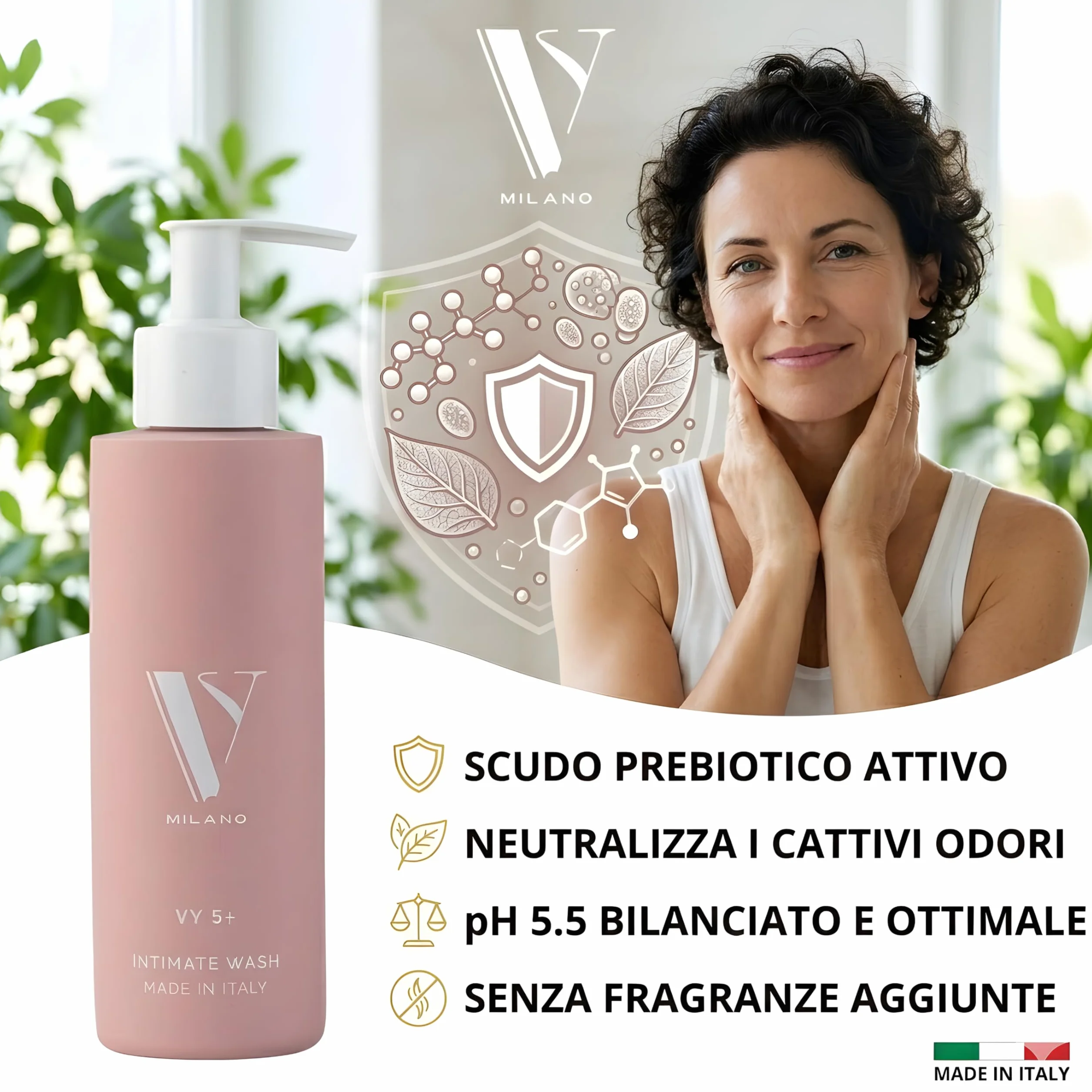 Detergente Intimo Quotidiano 200ml pH 5.5 Prebiotici Odor Control Gel Idratante Lenitivo Senza Profumo Pelli Sensibili