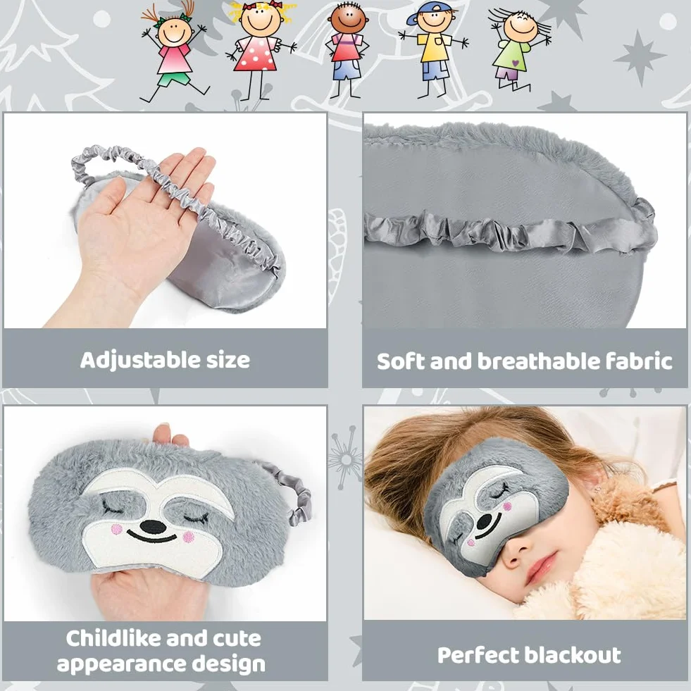 ACWOO Mascherina Occhi 3D per Dormire, Simpatici Animali di Peluche, Morbida Traspirante per Bambini Donne Uomini