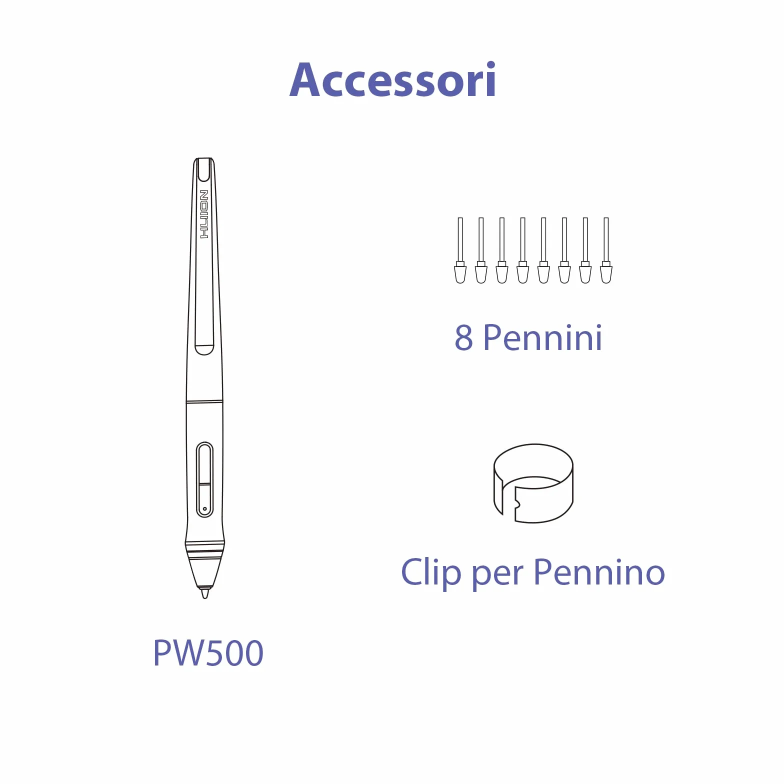 HUION PW500 Penna stilo Senza Batteria 8192 Livilli Tavoletta Grafica Penna Digitale Compatibile SOLO con HUION Inspiroy Q11K V2, WH1409 V2, HS611, Q620M, GT-191 V2 (500K), PRO 20, PRO 22, PRO 22 2019