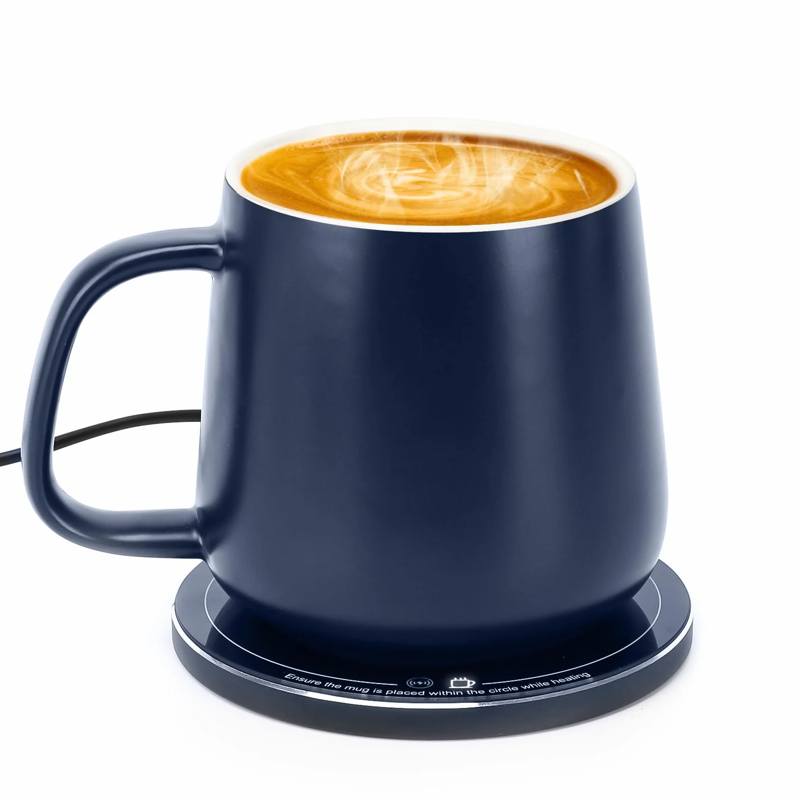 APEKX Scaldatazze da caffè Scalda tazza intelligente Scaldabevande elettrico Spegnimento automatico, scalda caffè, tè e latte 12.8oz,Controllo Della Temperatura di 131 °F/55 °C(blu)