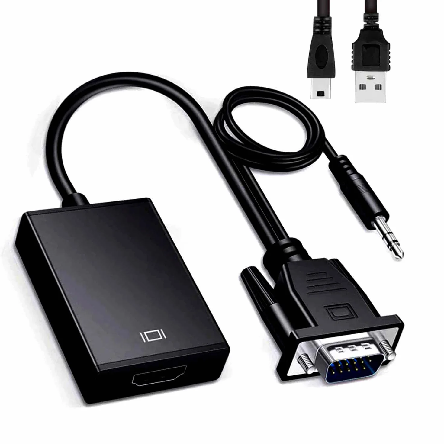Adattatore VGA a HDMI 1080P, unidirezionale VGA sorgente a monitor/TV HDMI con audio