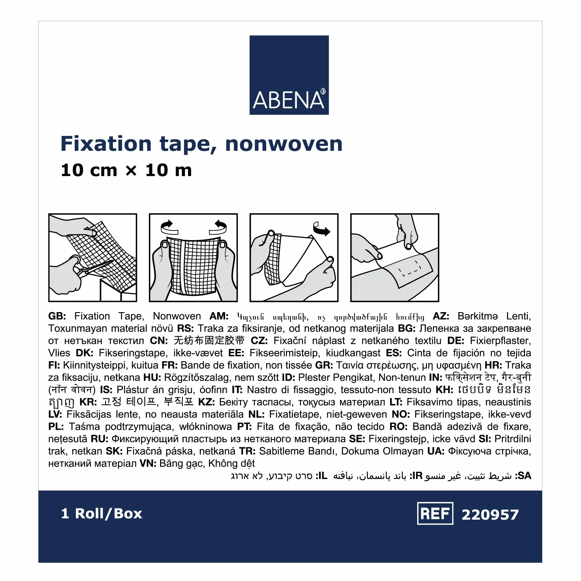 ABENA Nastro Adesivo Medico Elastico non Tessuto Ipoallergenico 10 cm x 10 m