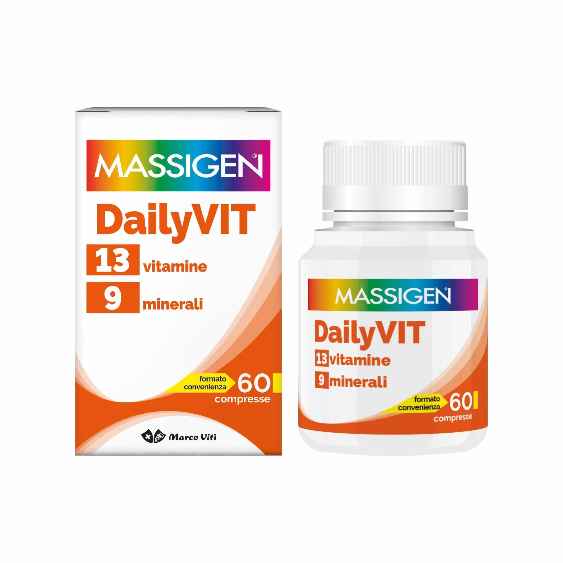 DailiVIT+ Integratore Multivitaminico 13 Vitamine 9 Minerali Supporto Energetico Immunitario 60 Compresse 1.2 g