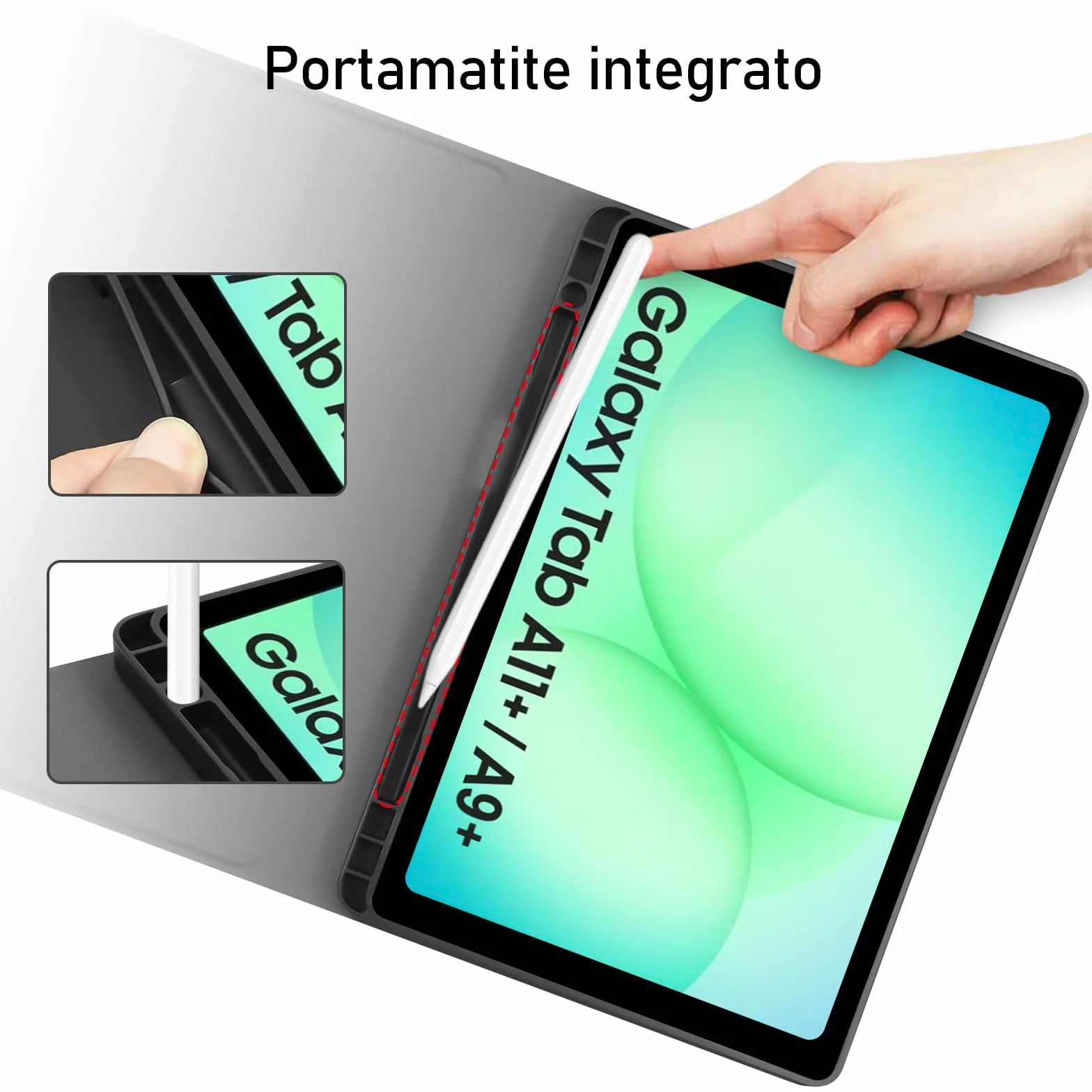 Tastiera Custodia per Samsung Galaxy Tab A11 Plus 2025/Tab A9 Plus 2023 11 Pollici, Custodia per Italiano QWERTY Tastiera con Portapenne,Tastiera Bluetooth Staccabile Cover con Samsung A11+/A9+ (Nero)