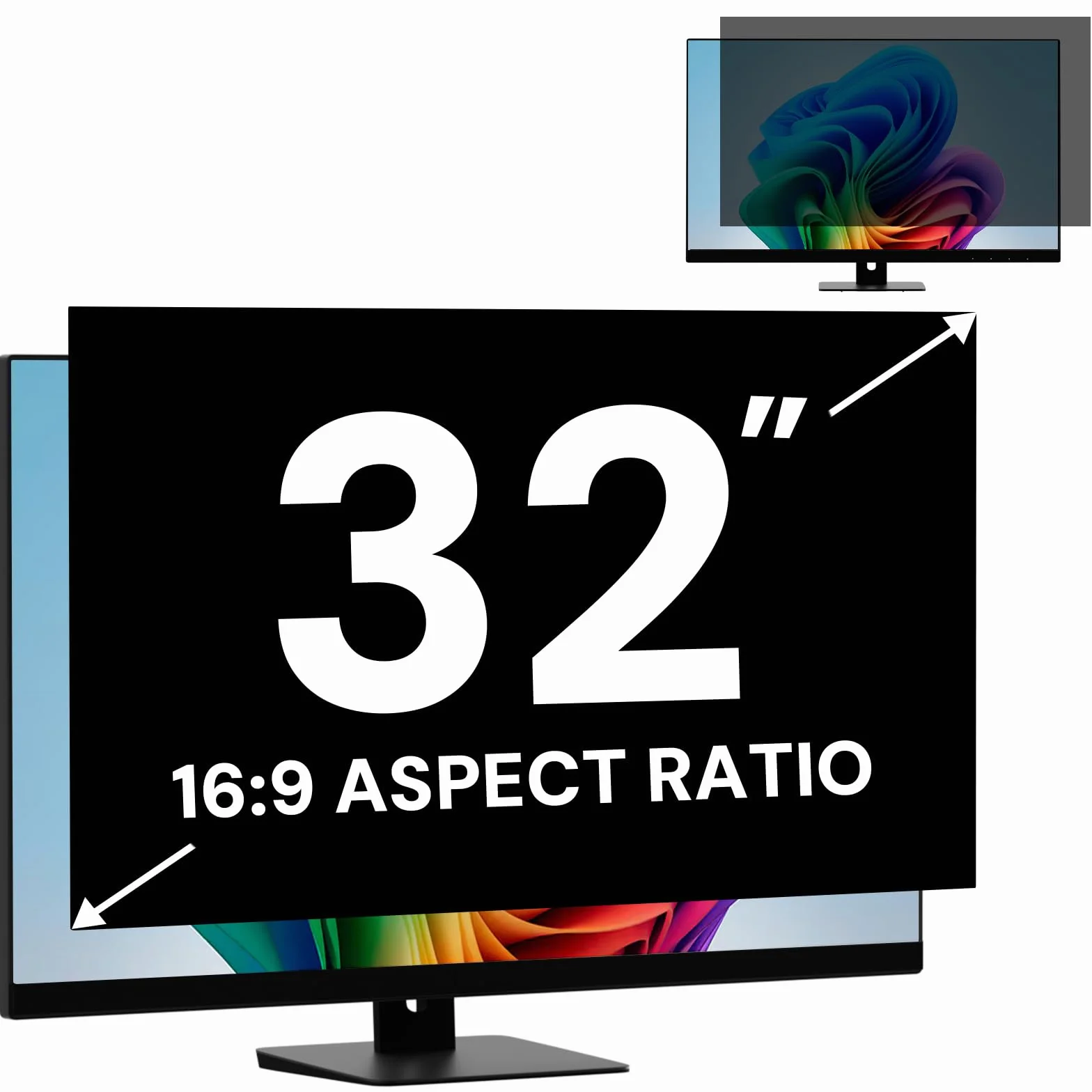 Pellicola protettiva per monitor da 32 pollici per rapporto d'aspetto 16:9 (70,8 x 39,8 cm), pellicola protettiva rimovibile per monitor da 32 pollici, filtro privacy e antiriflesso, blocco